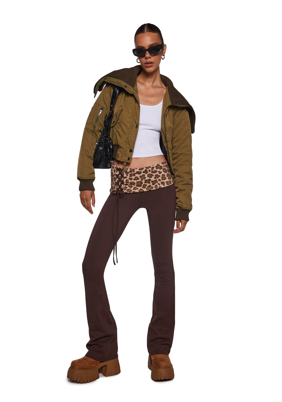 Hot Crush Knit Pants - Brown