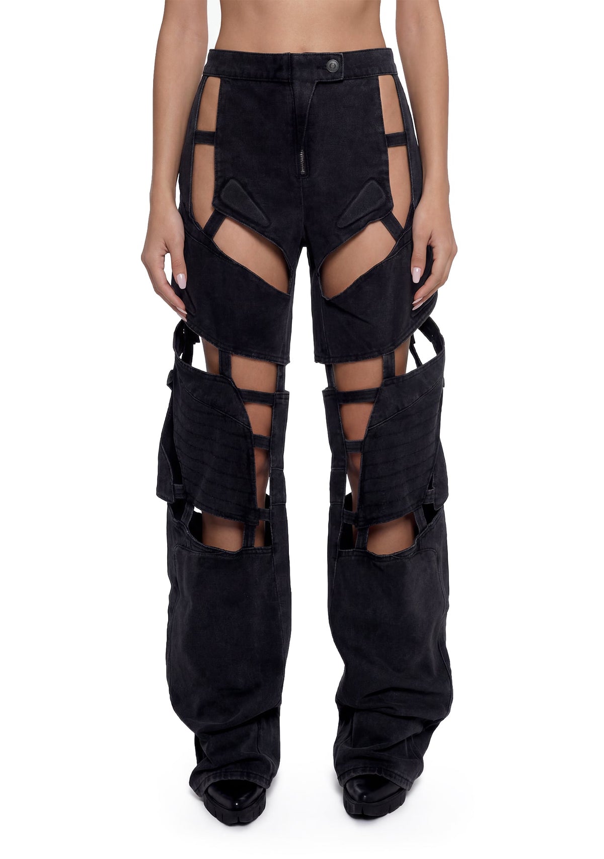 Moto Denim Floating Pants - Black