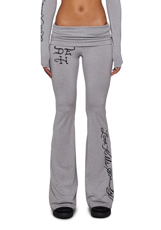 Mary Fold Over Yoga Pant - Gray