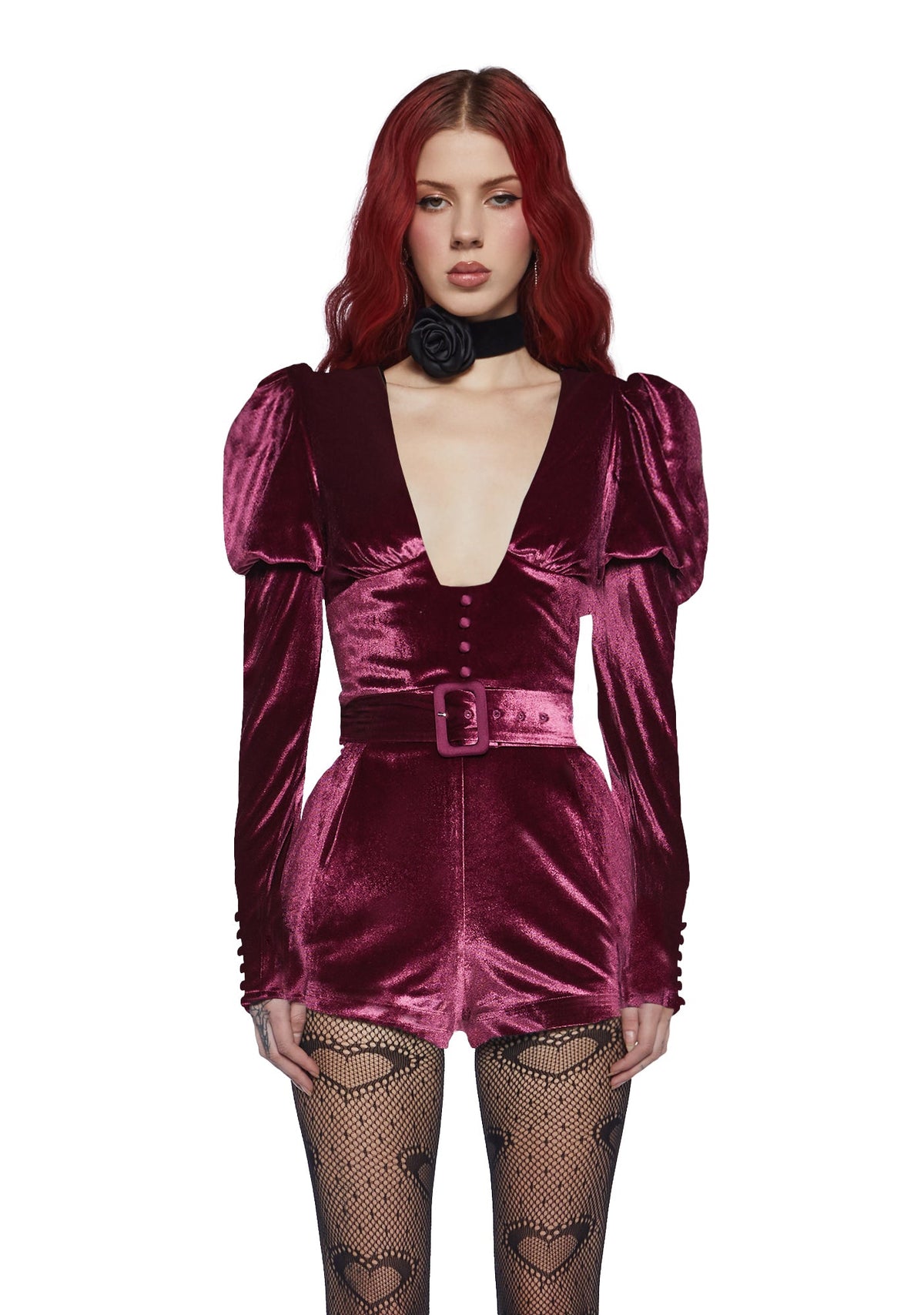 Chic Manners Velvet Romper - Pink