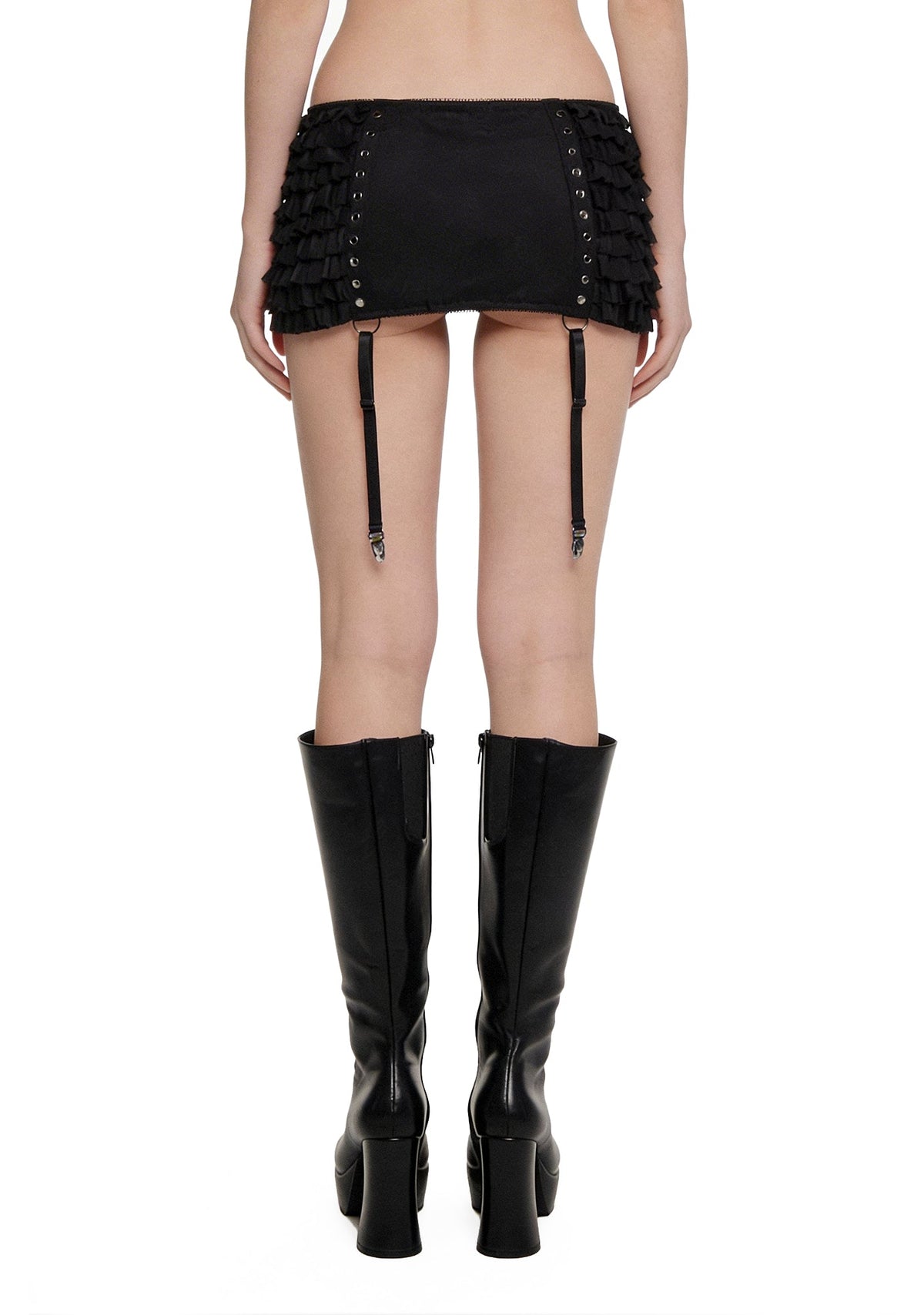 Dust Garter Mini Skirt - Black