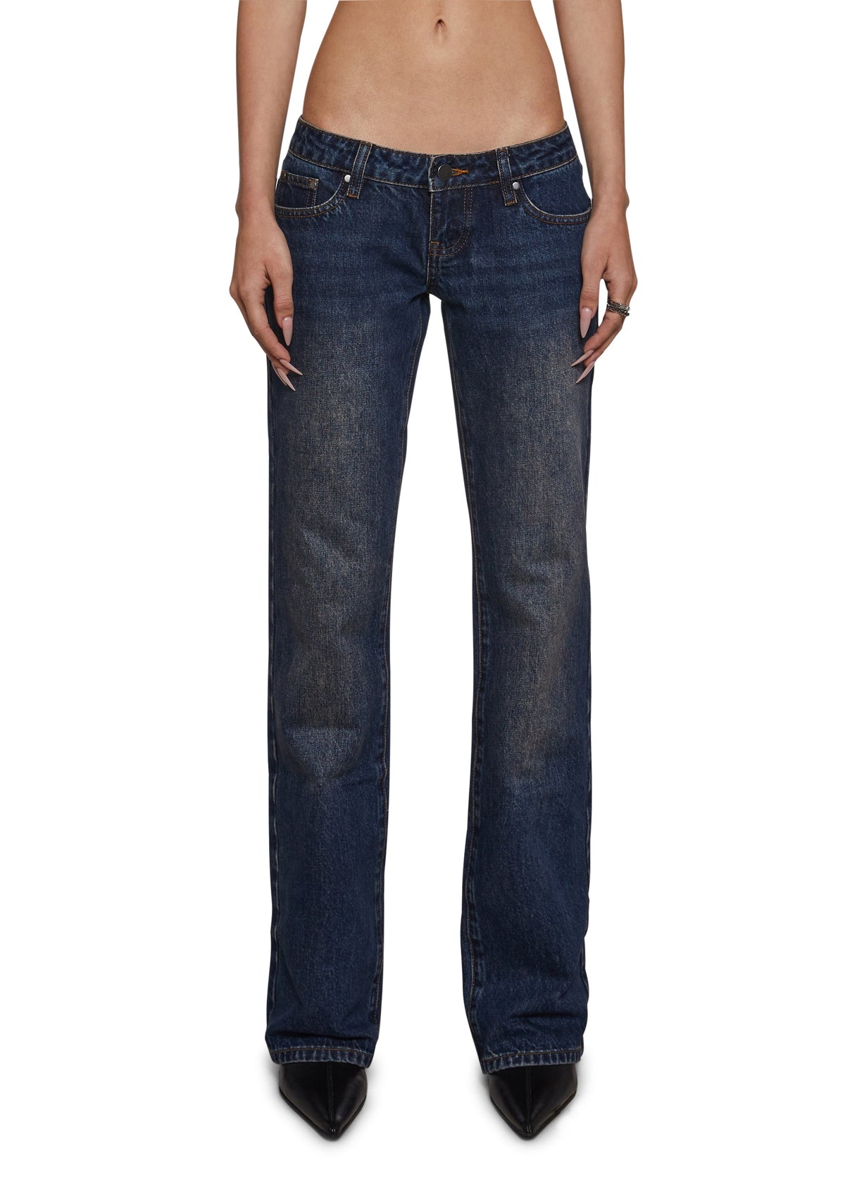 Riley Low Rise Boyfriend Jeans - Dark Blue