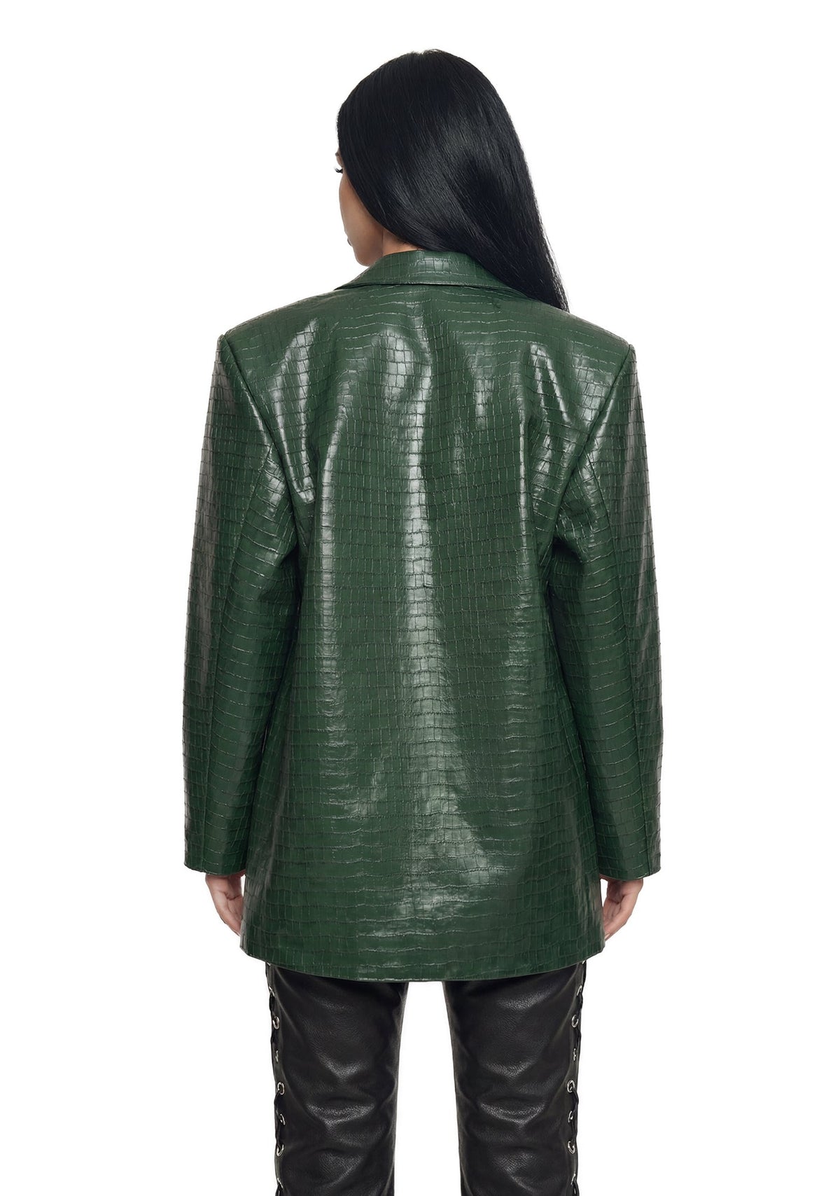 Leather Oversize Blazer - Green