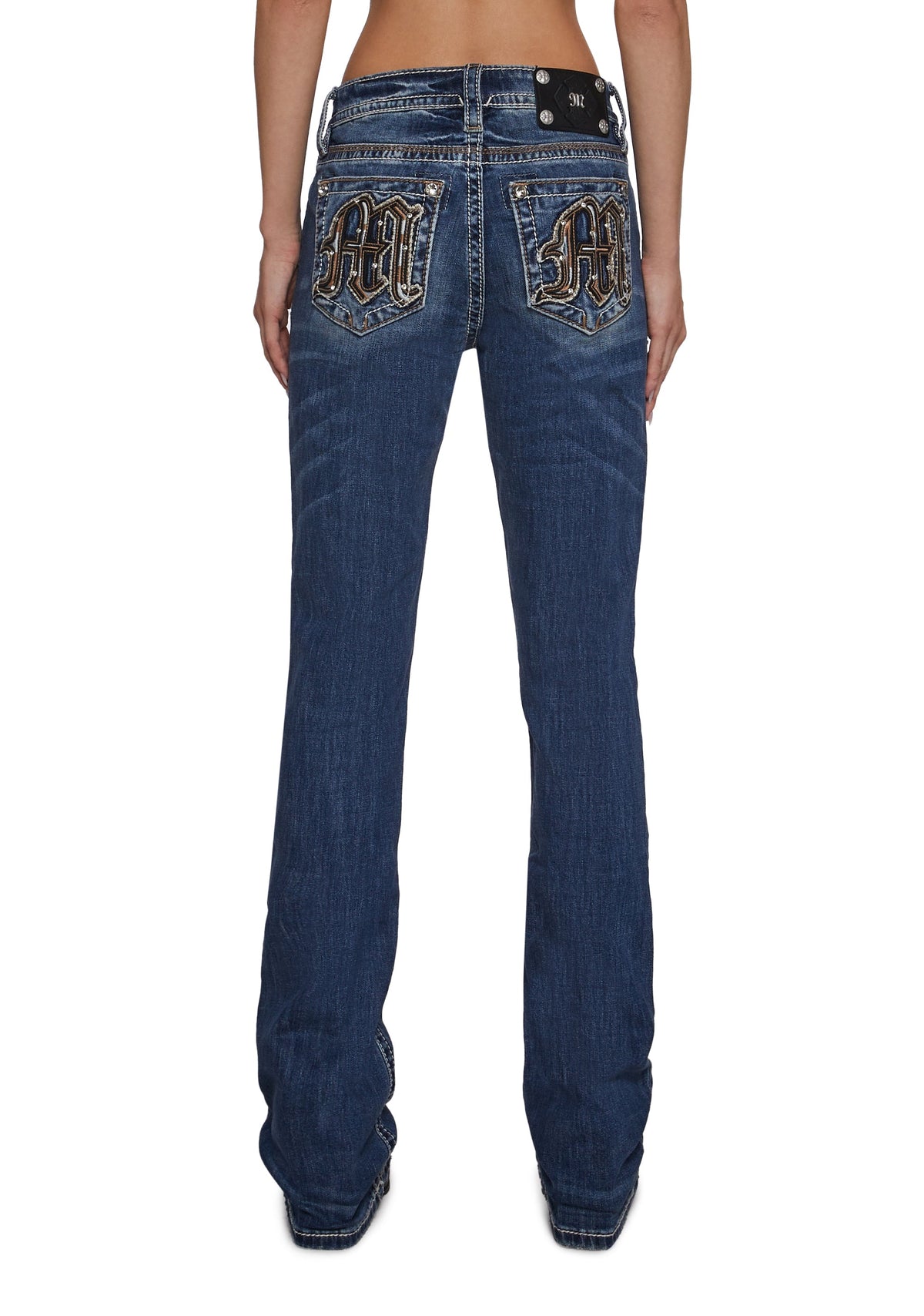 34" Mid Rise Washed Boot Cut Jeans