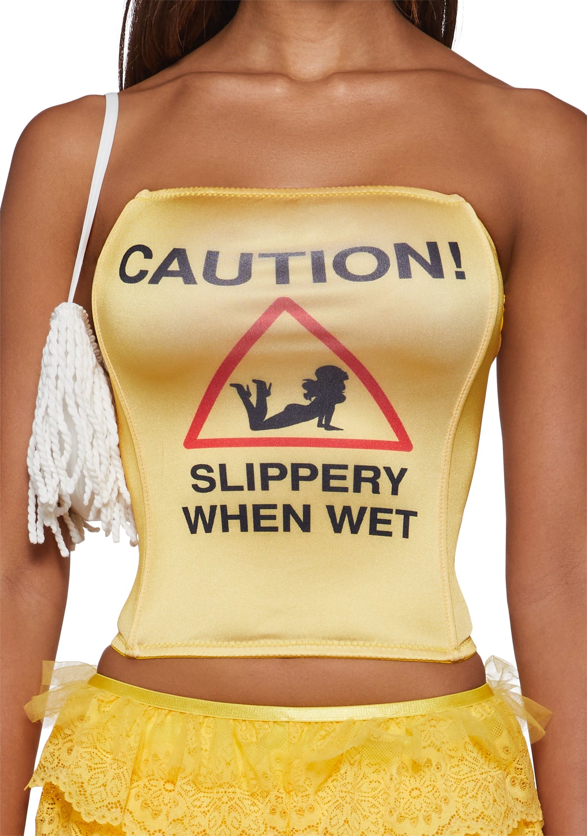 Wet Floor Sign Costume with Mop Purse