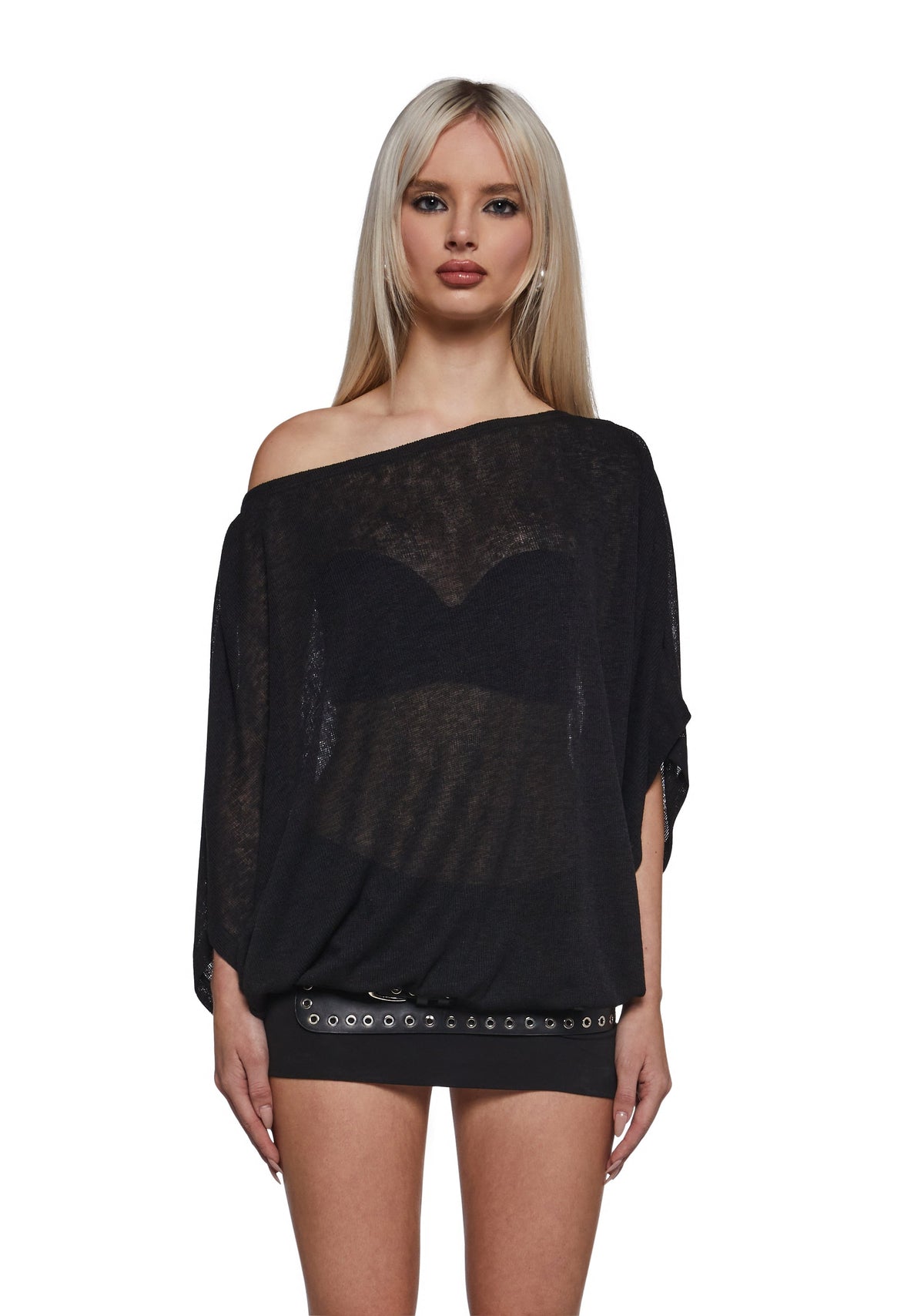 Ego Off The Shoulder Knit Mini Dress