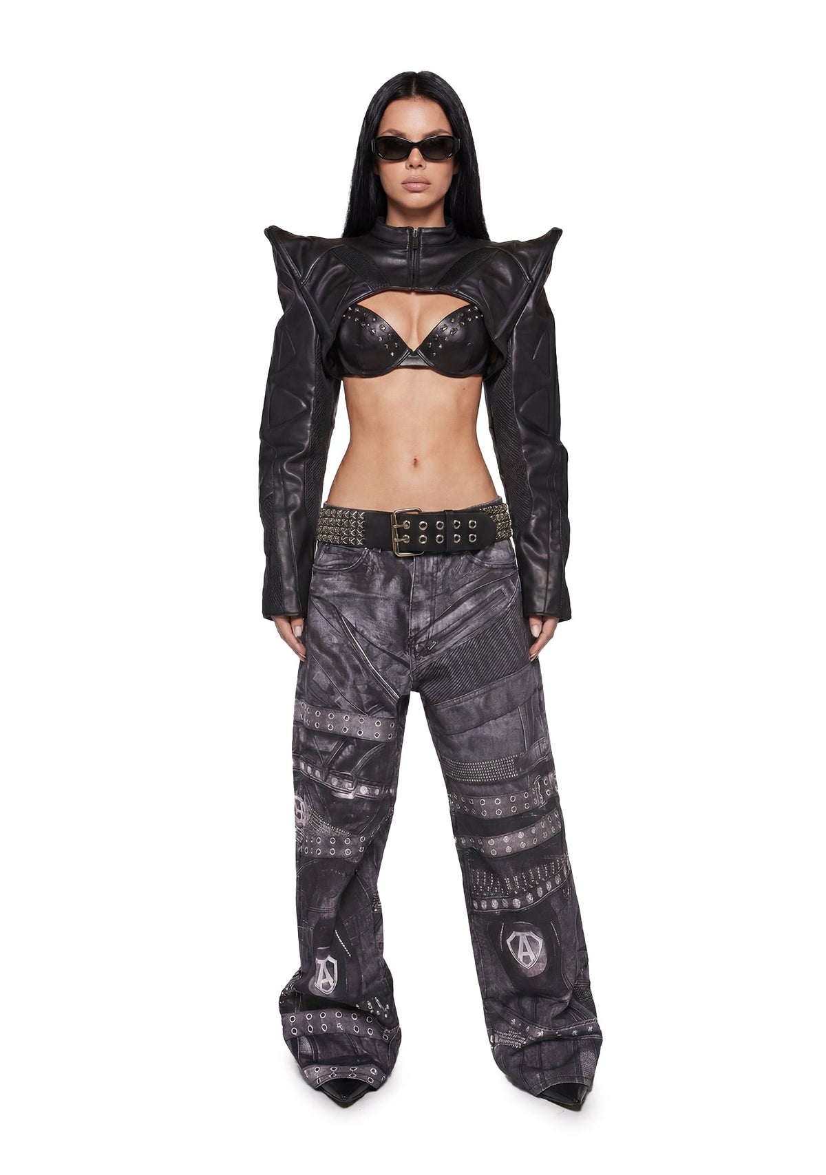 Printed Moto Baggy Pants