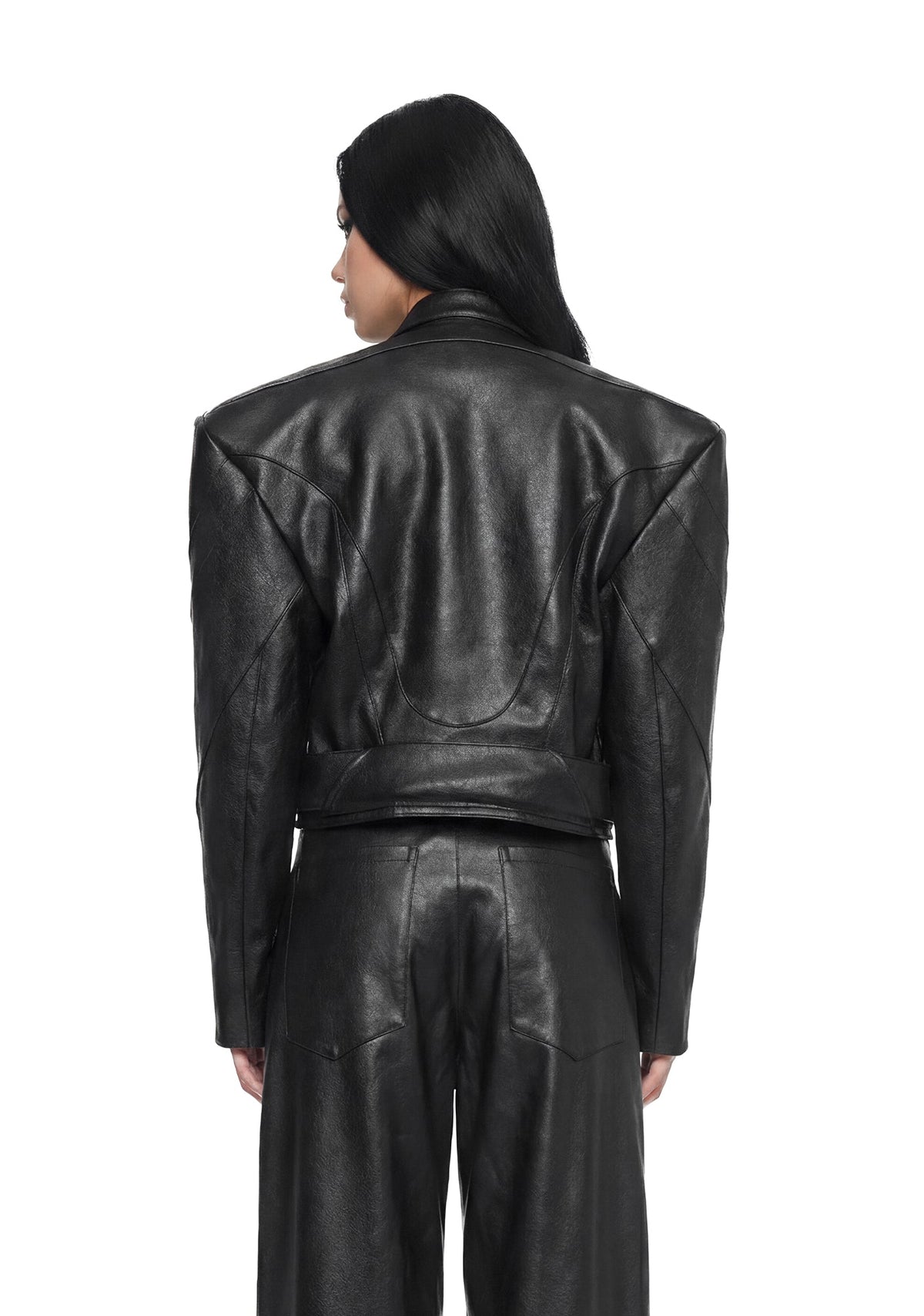 Power Shoulder Moto Jacket - Black
