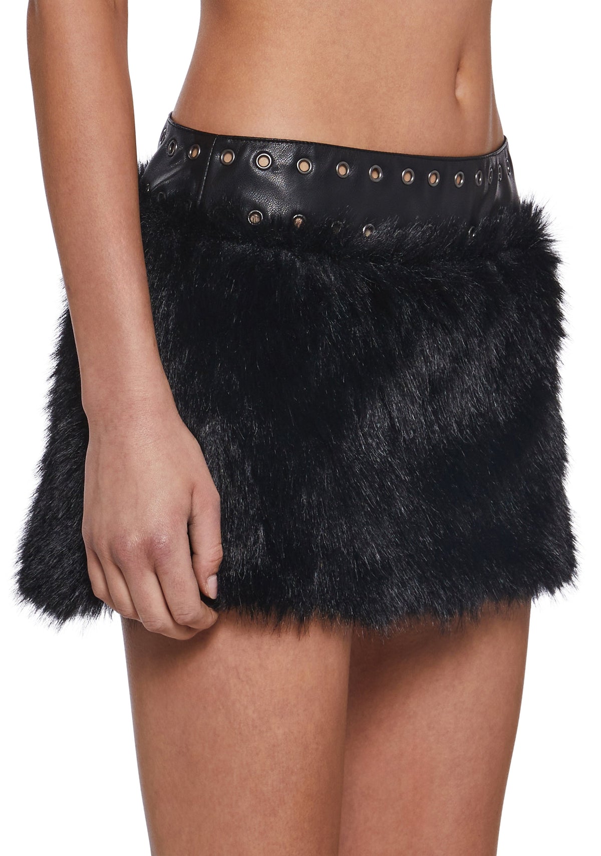 Rave Away Faux Fur Mini Skirt