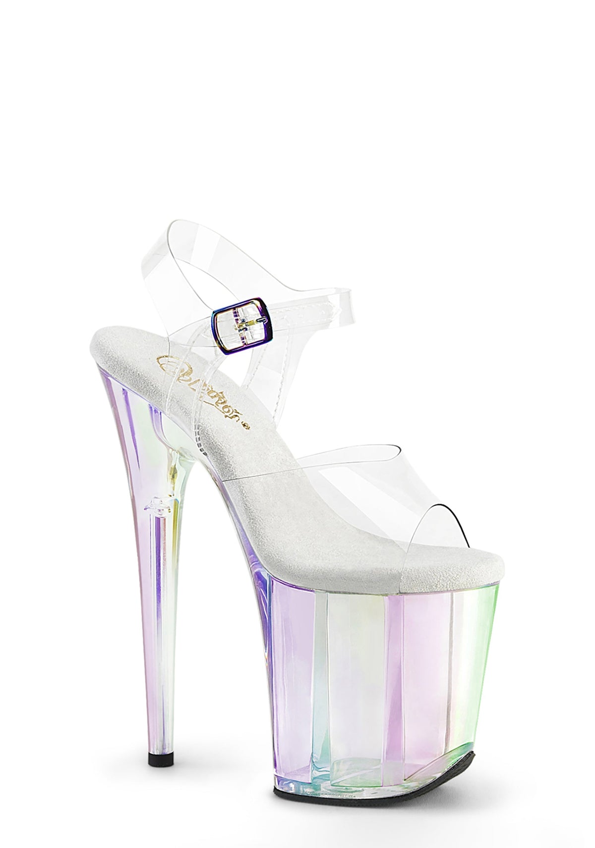Flamingo-808 Platform Ankle Strap Sandals-Holo Tinted