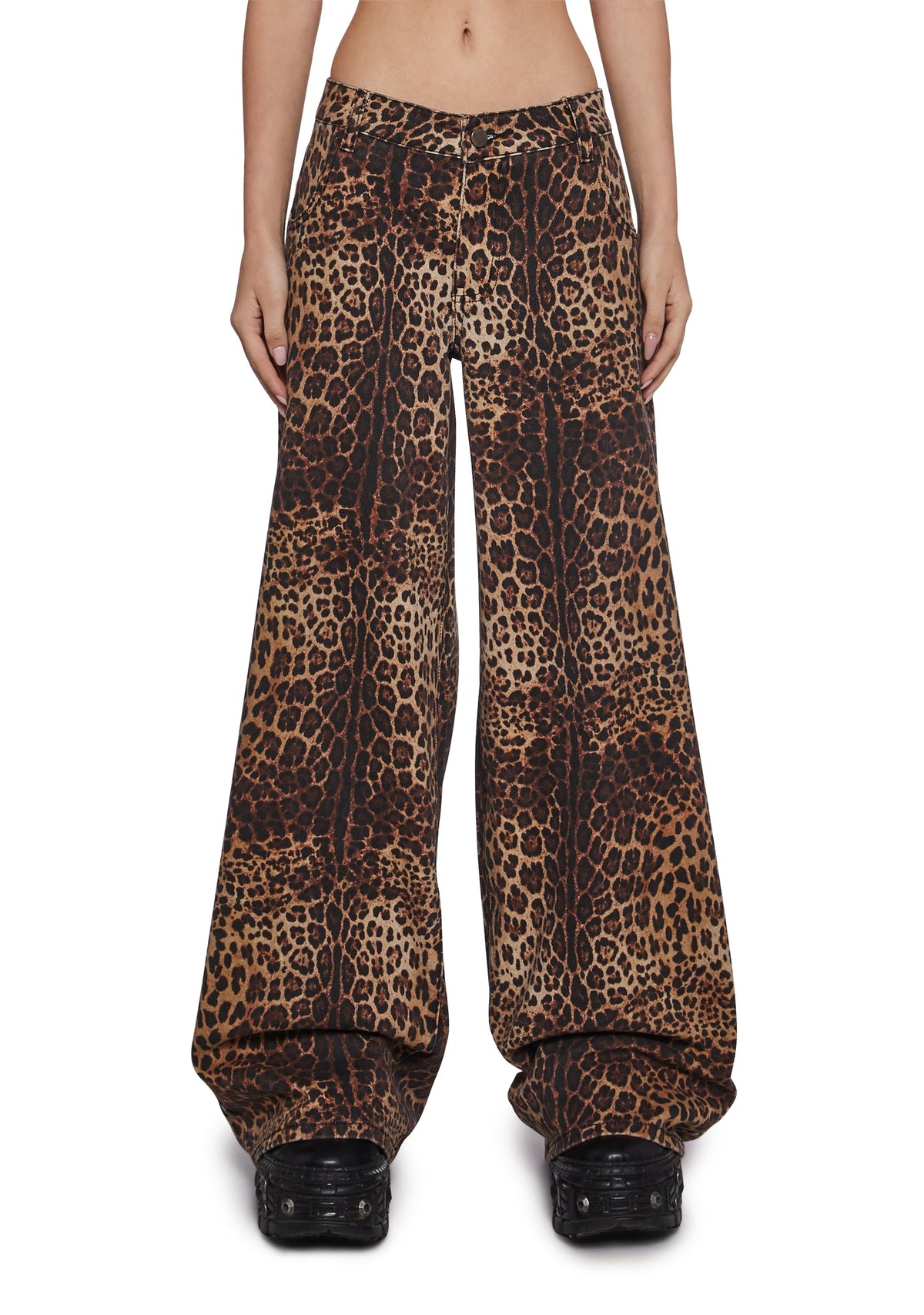Sinful Attitude Wide Leg Jeans - Leopard