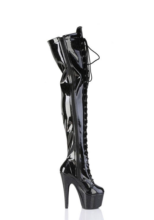 Adore-3020GP Platform Thigh High Boots-Black