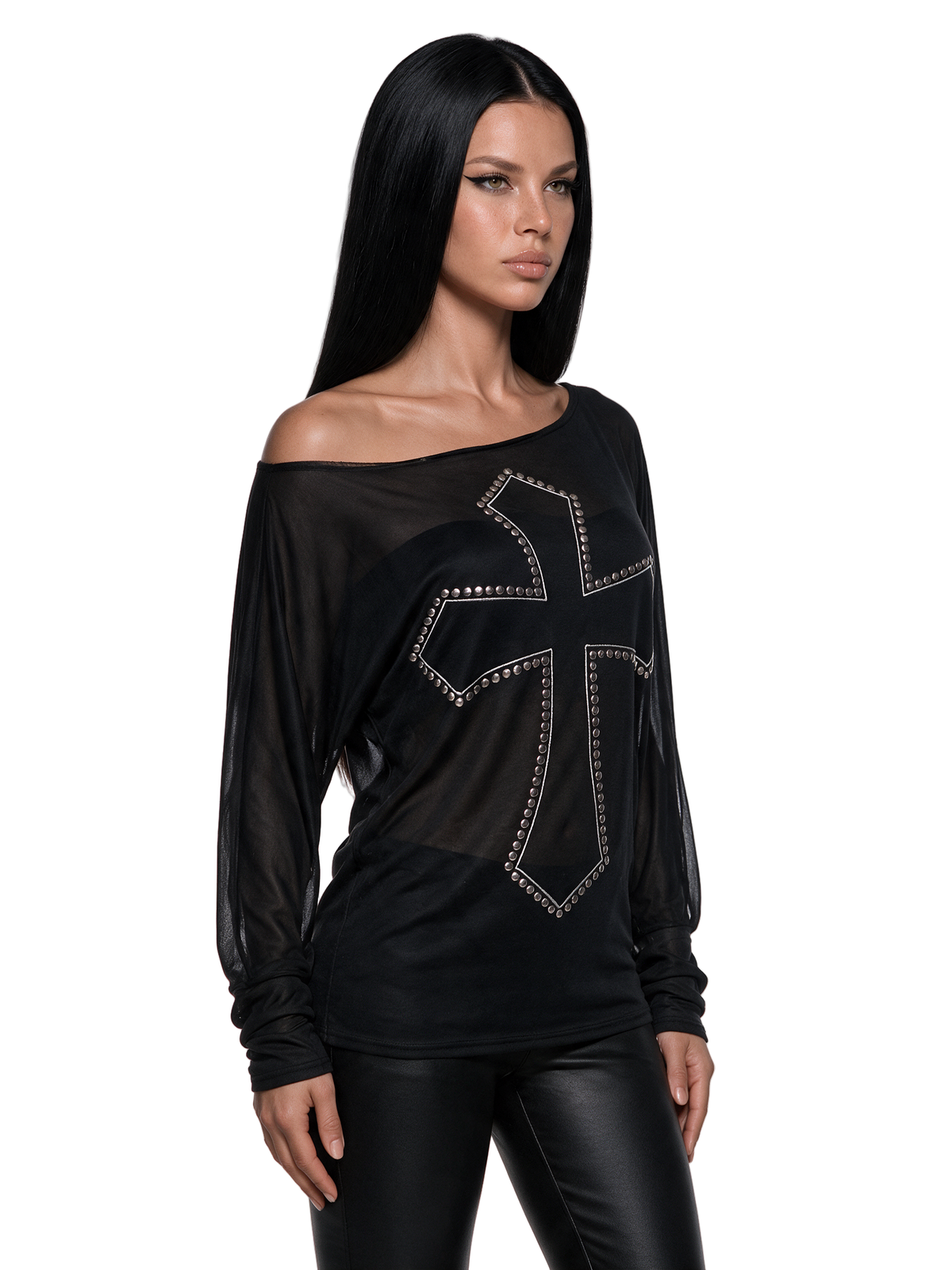 Repent Studded Slouchy Long Sleeve Top