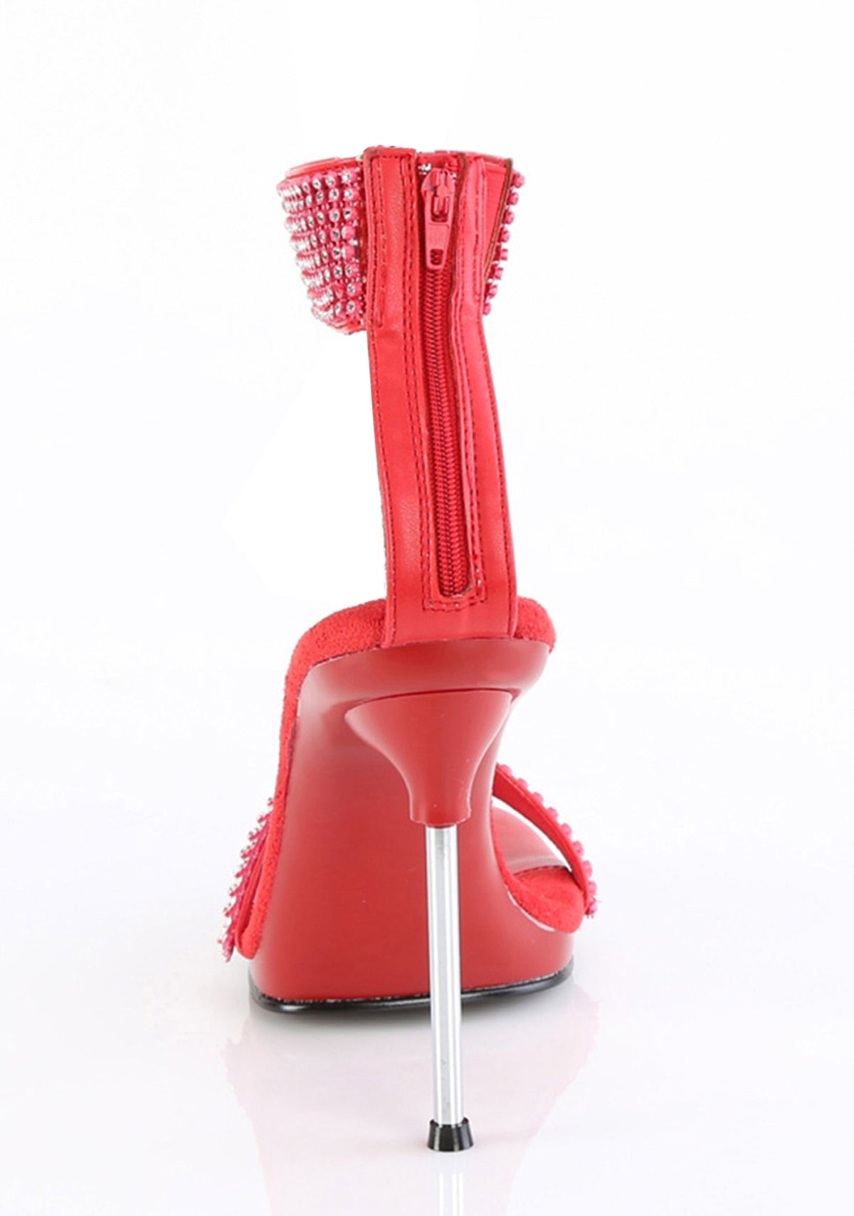 Chic-40 Platform Ankle Strap Rhinestone Sandals-Red
