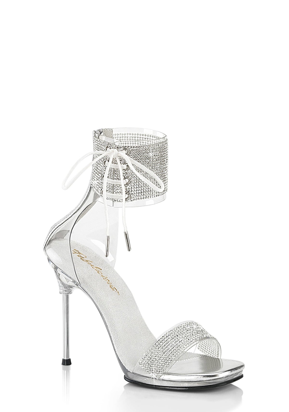 Chic-47 Platform Rhinestone Sandals-Silver