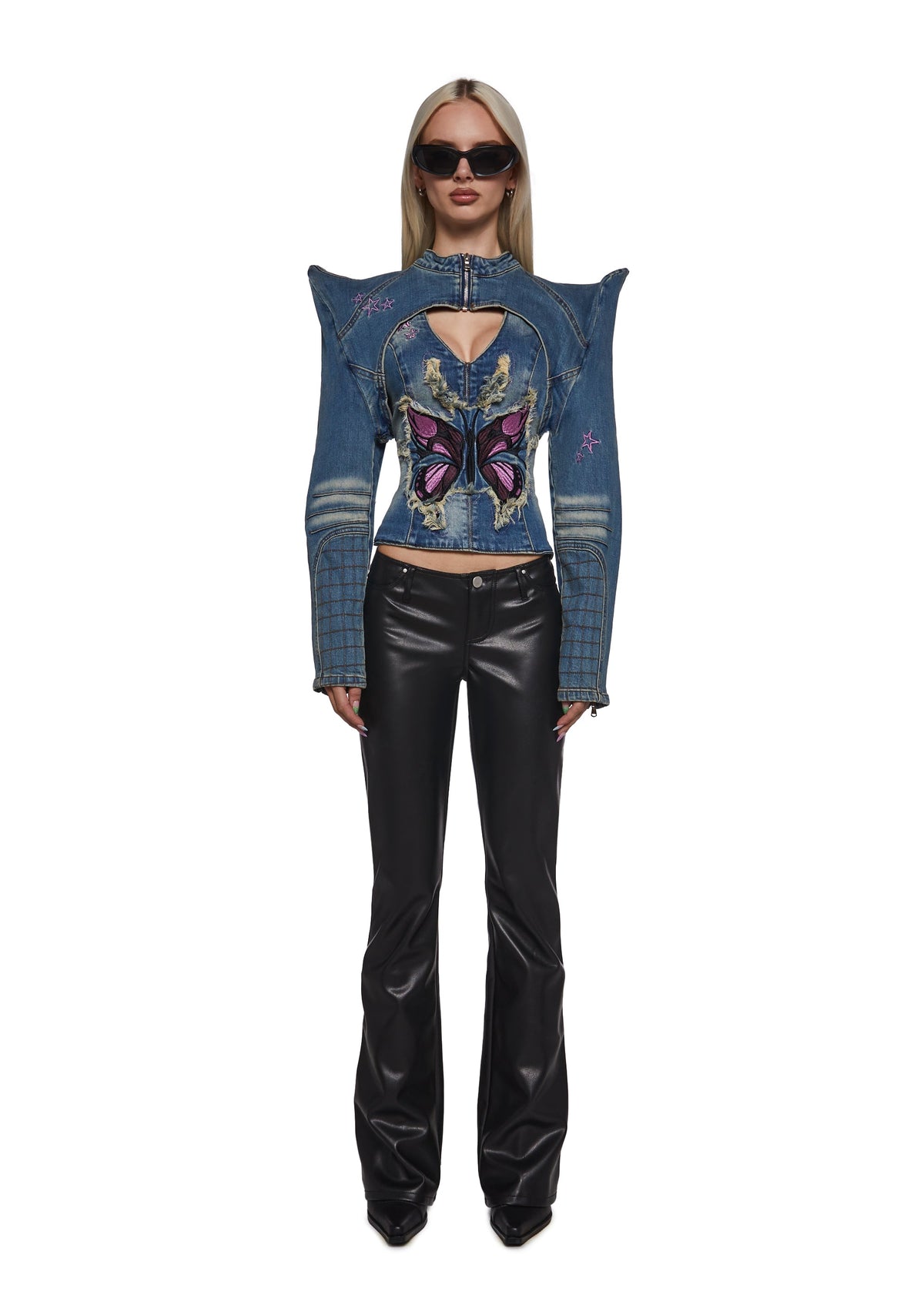 Spike Denim Bolero Jacket