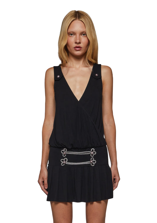 Military Parade Drop Waist Mini Dress