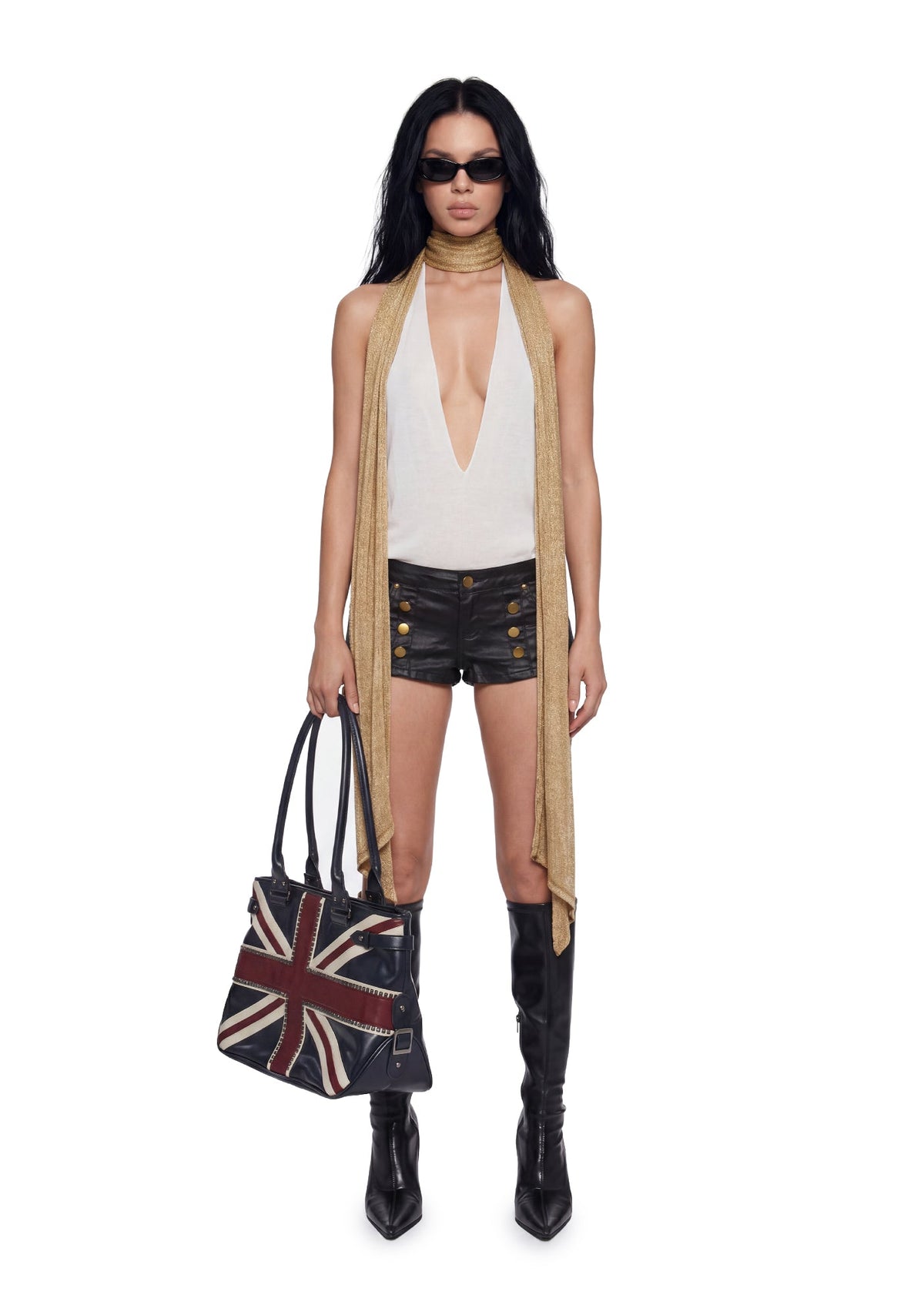 Military Parade Waxed Denim Shorts