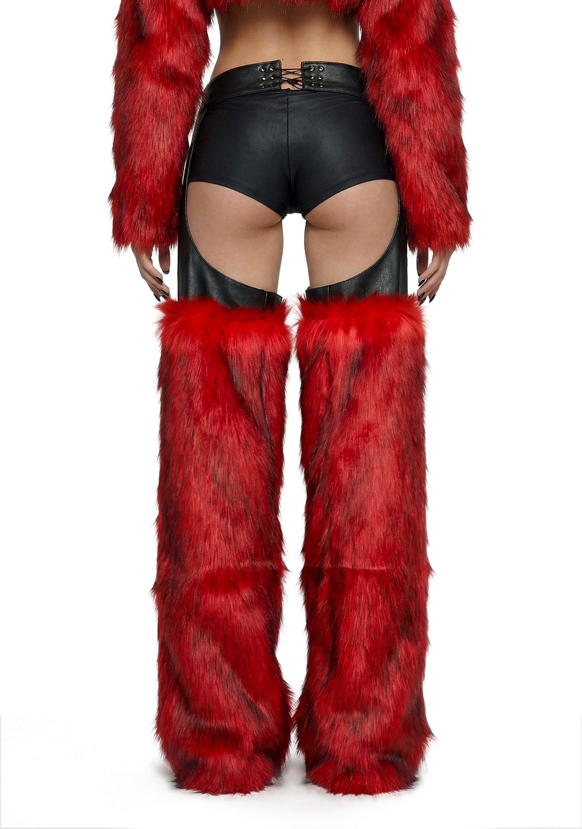 Faux Fur Chaps - Red