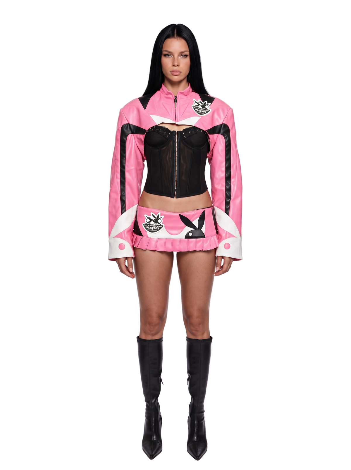 Playboy Moto Mini Skirt - Pink