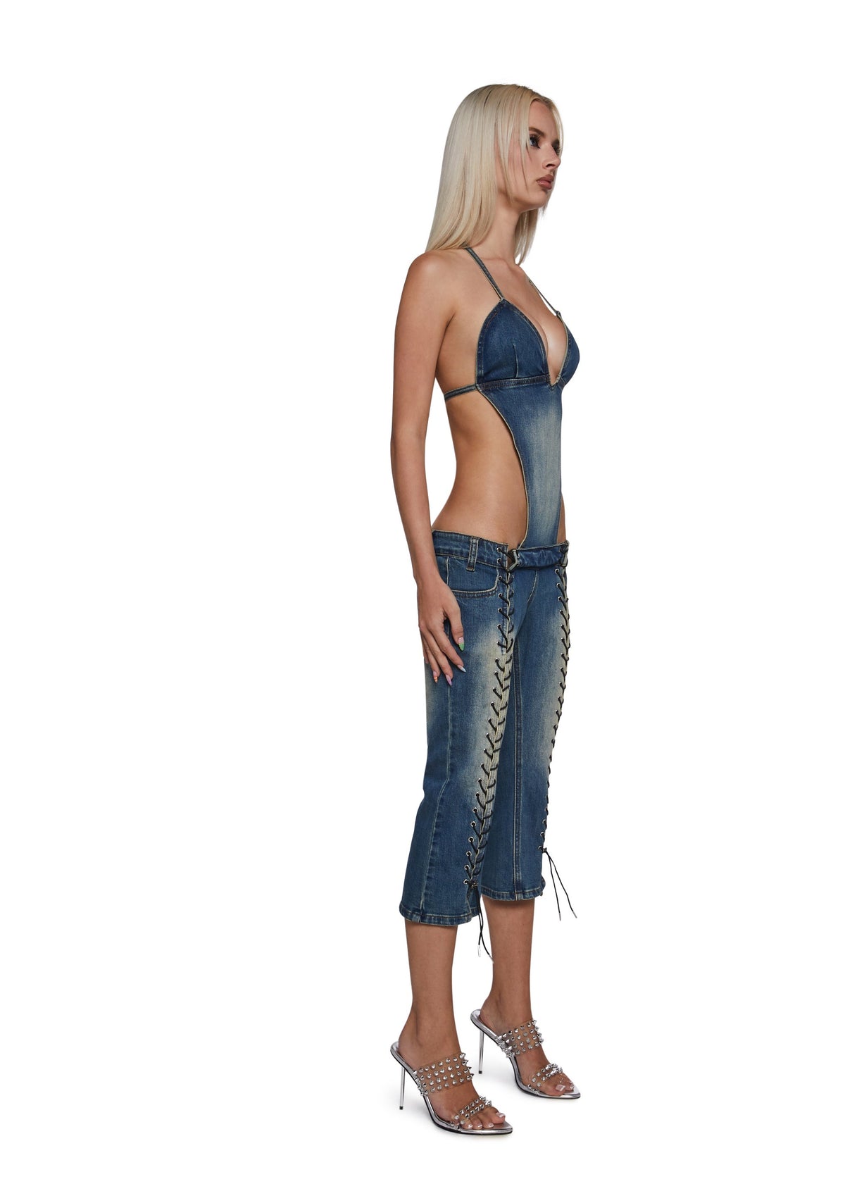Denim Detachable Capri Jumpsuit