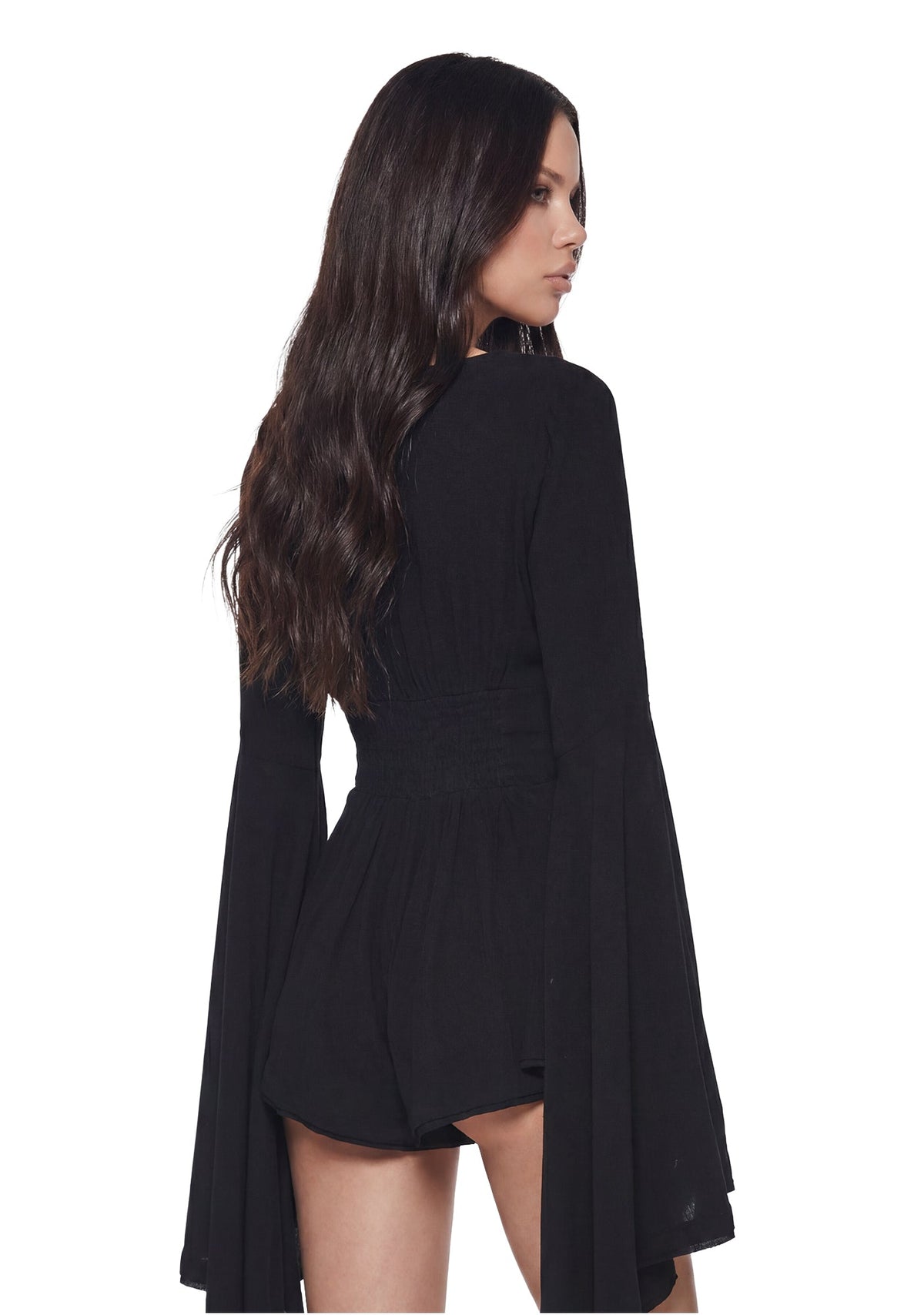 Soulful Bliss Long Sleeve Romper - Black
