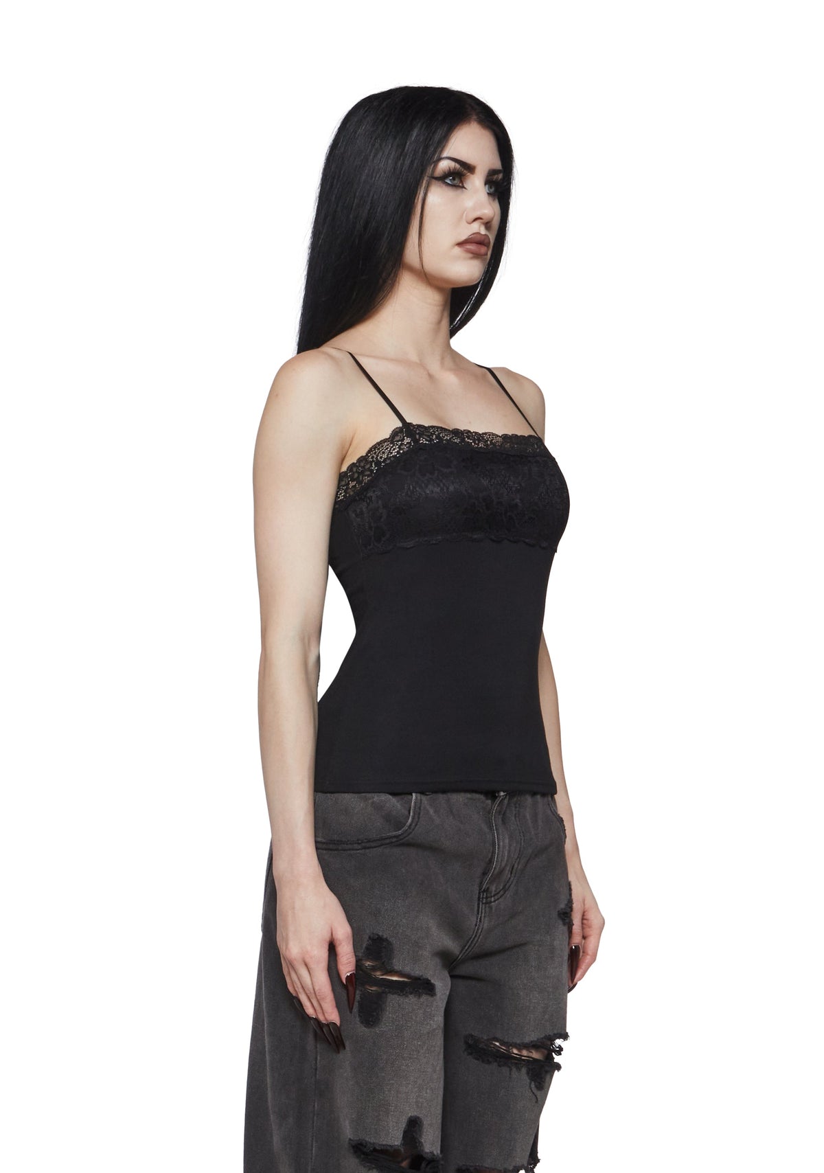 Harper Lace Trim Cami - Black