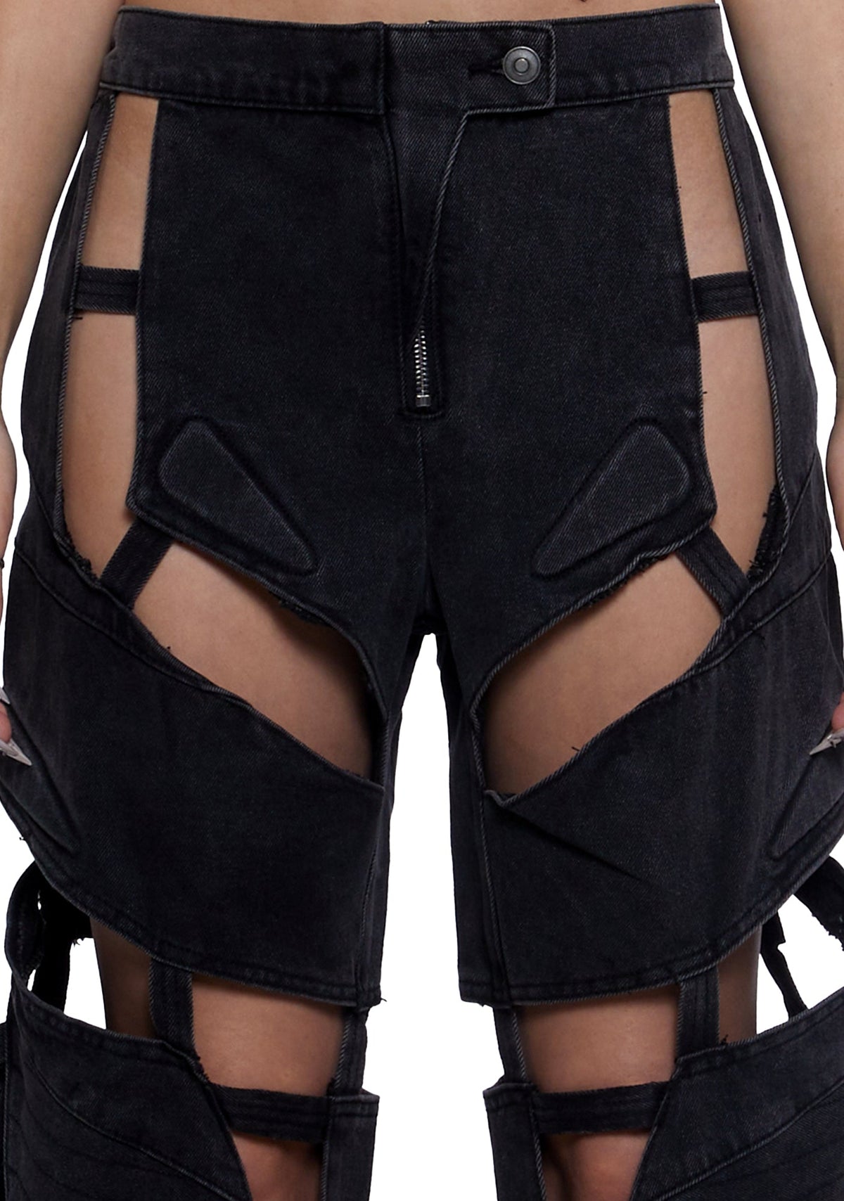 Moto Denim Floating Pants - Black