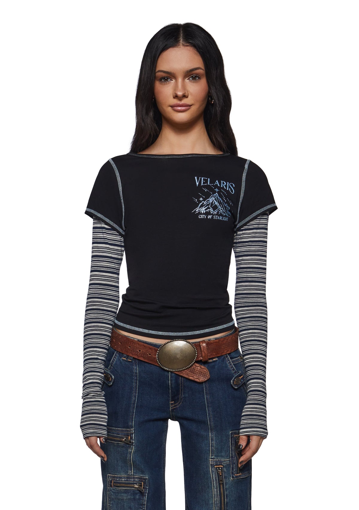 Illyrian™  Bat Boy Twofer Long Sleeve tee