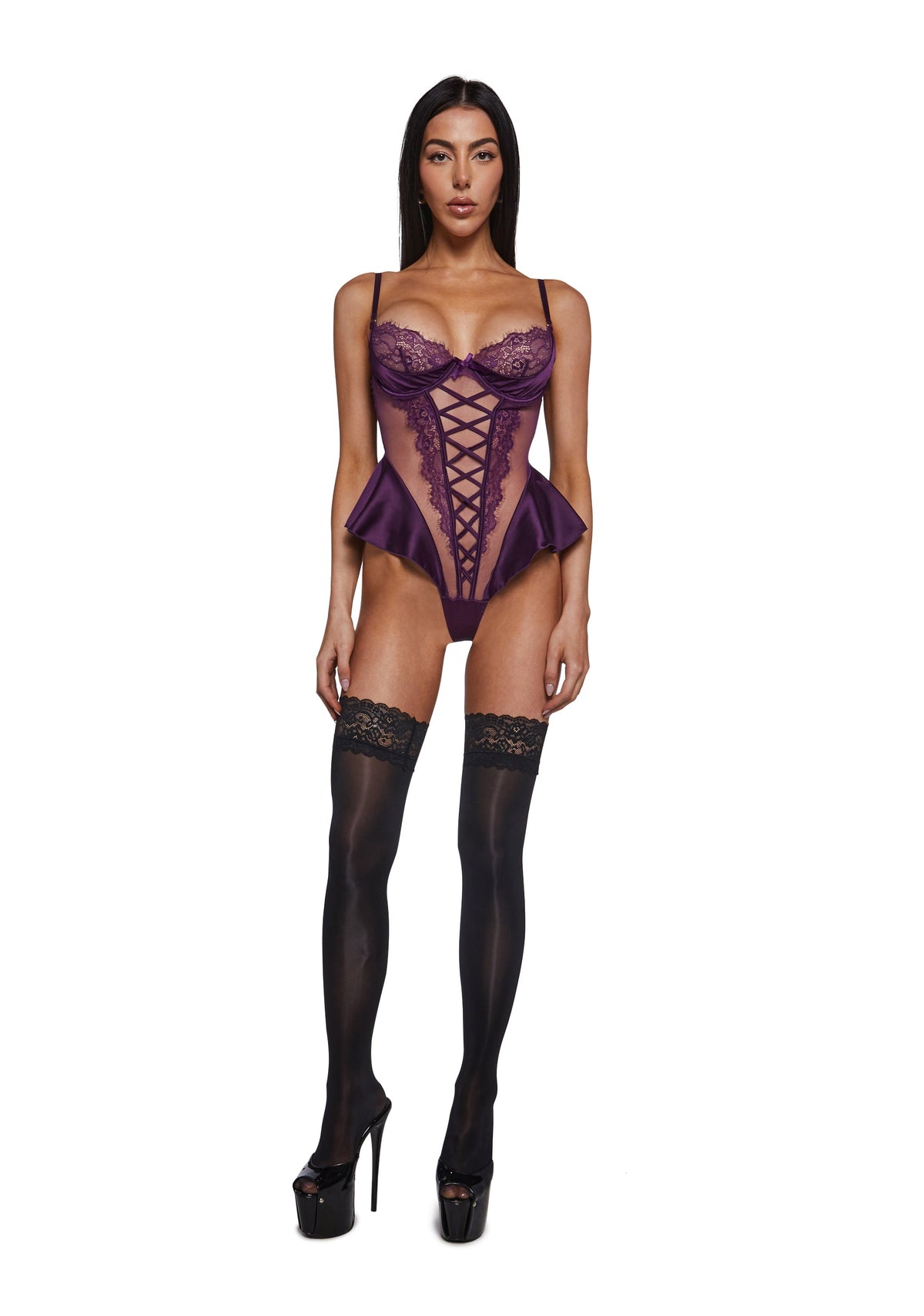 Cheri Amore Lace Teddy - Purple