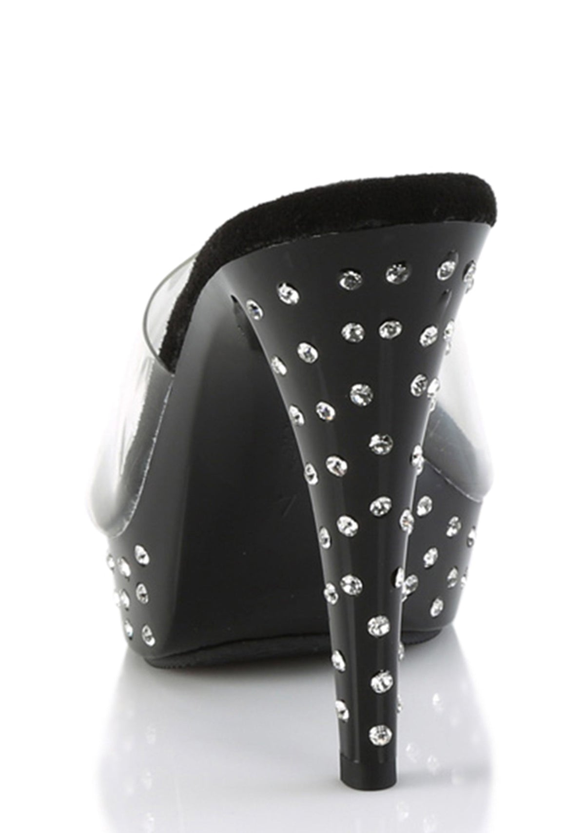 Cocktail-501 Platform Rhinestones Studded Slides-Clear-Black