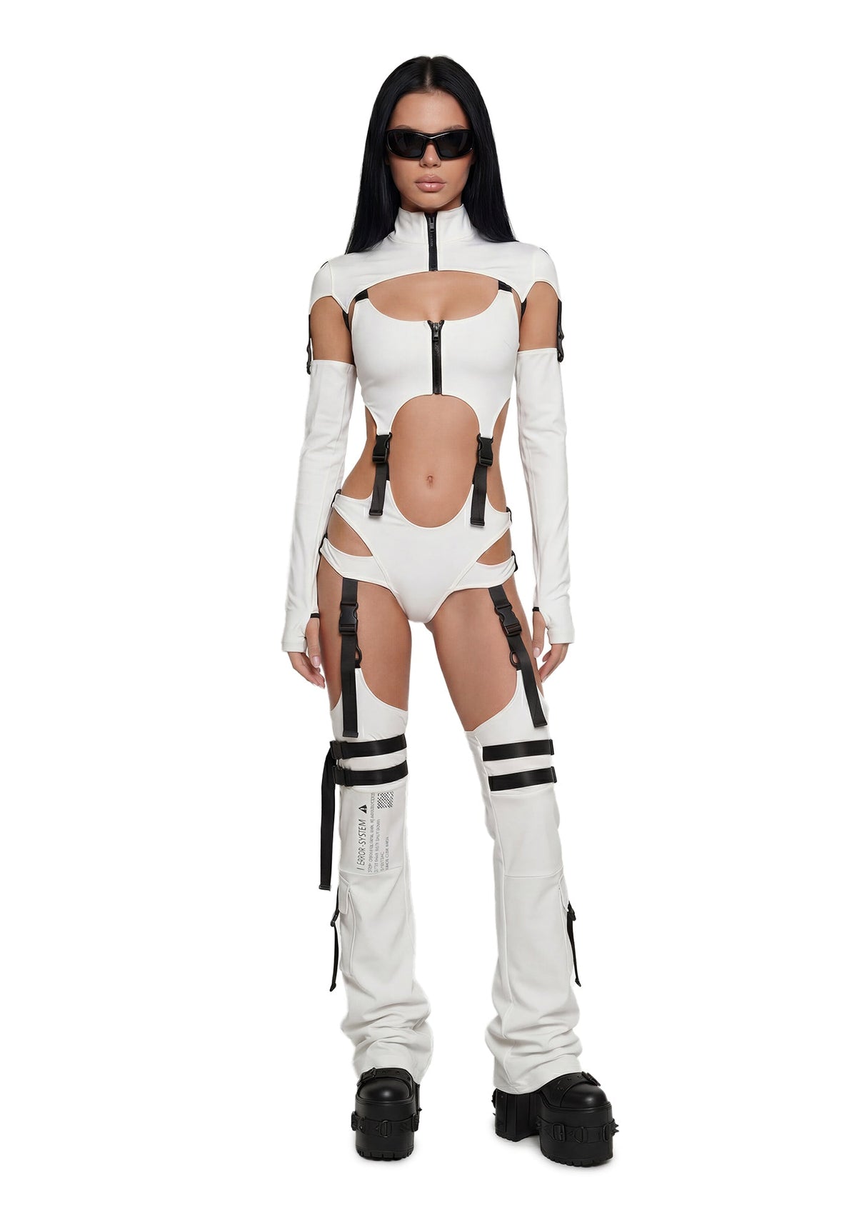 Digital Lands Bodysuit And Leg Warmers Set - White