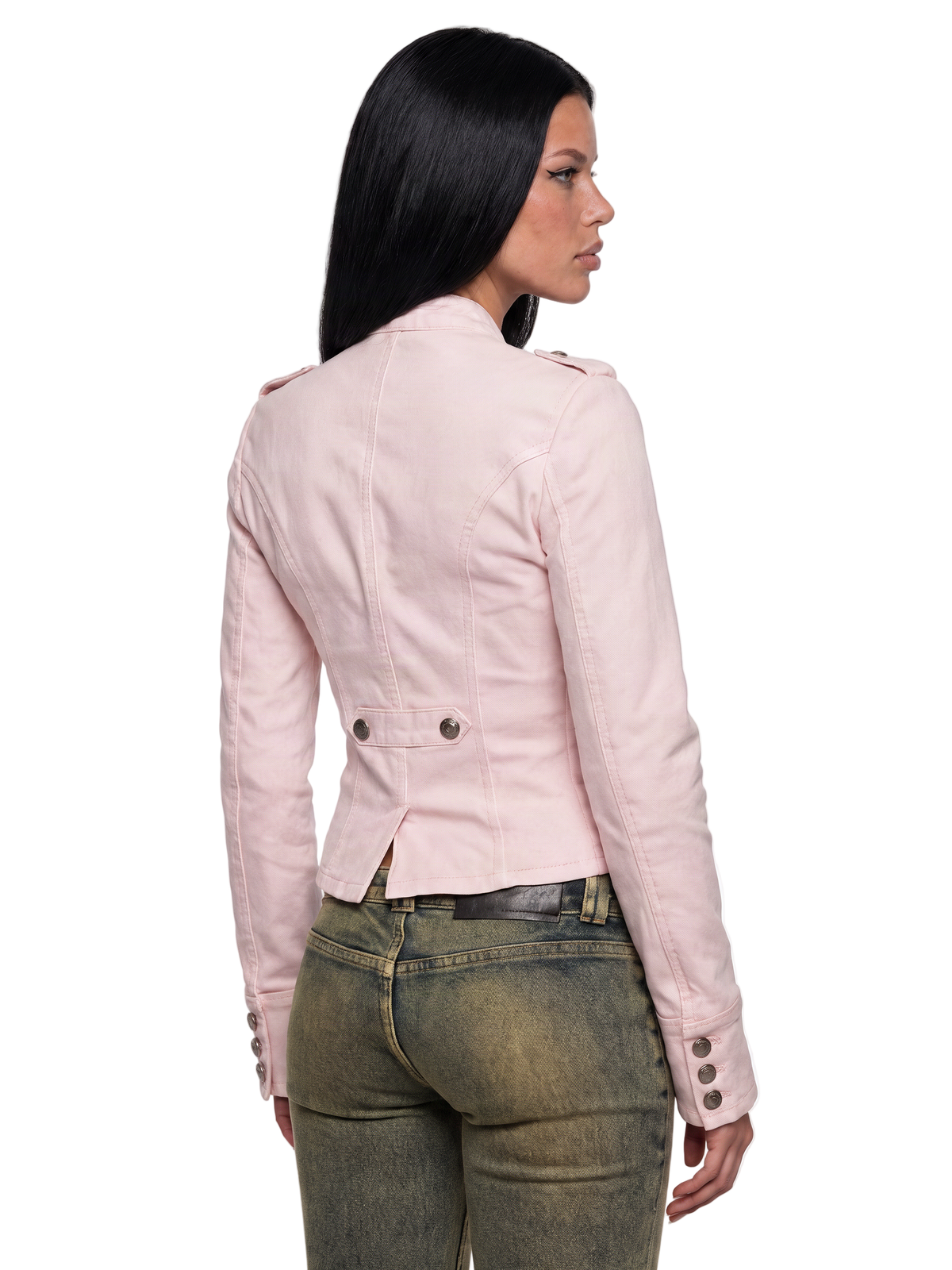 Military Parade Twill Jacket - Pink