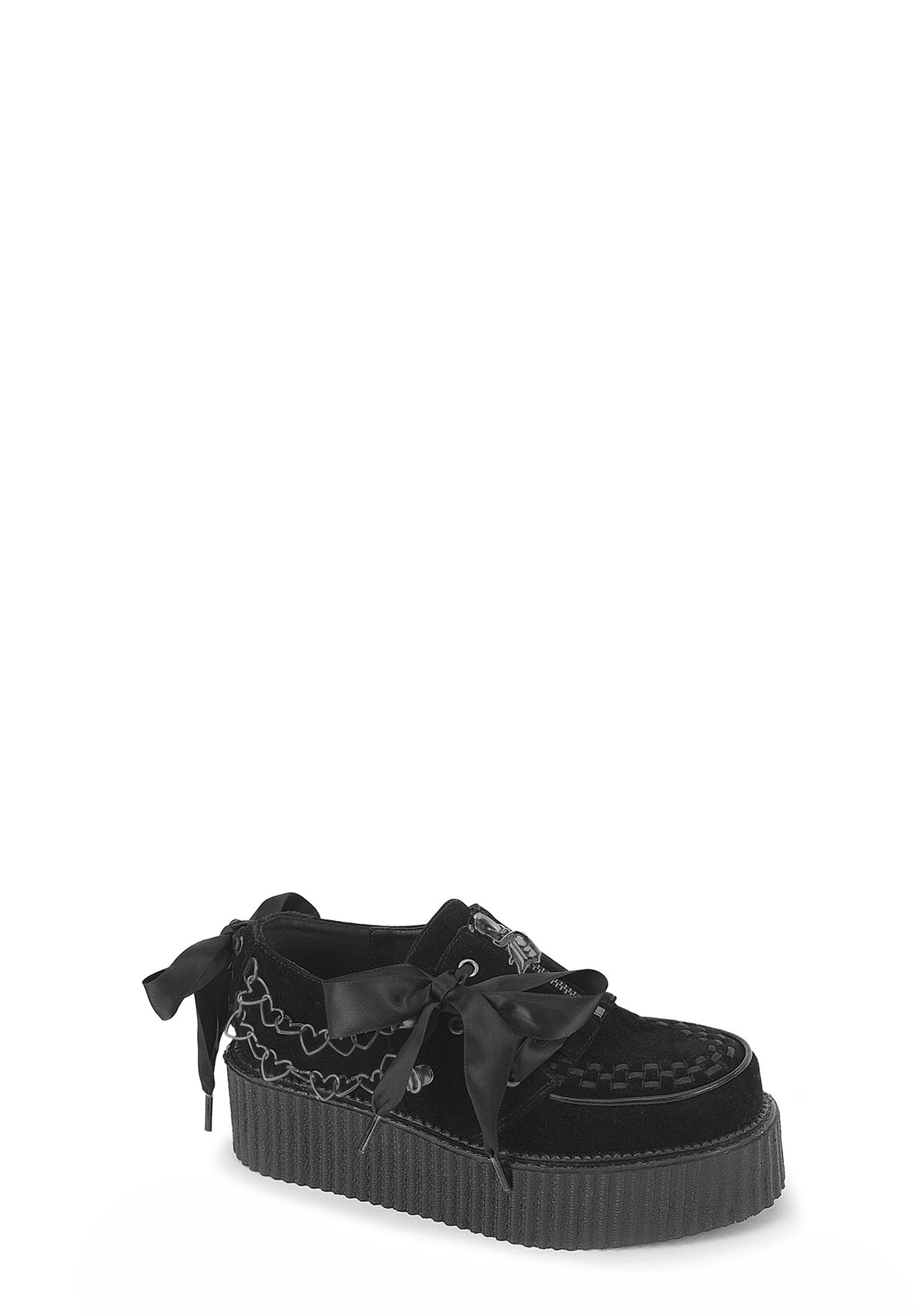Creeper-312 Suede Oxford Platform Shoes with Bows