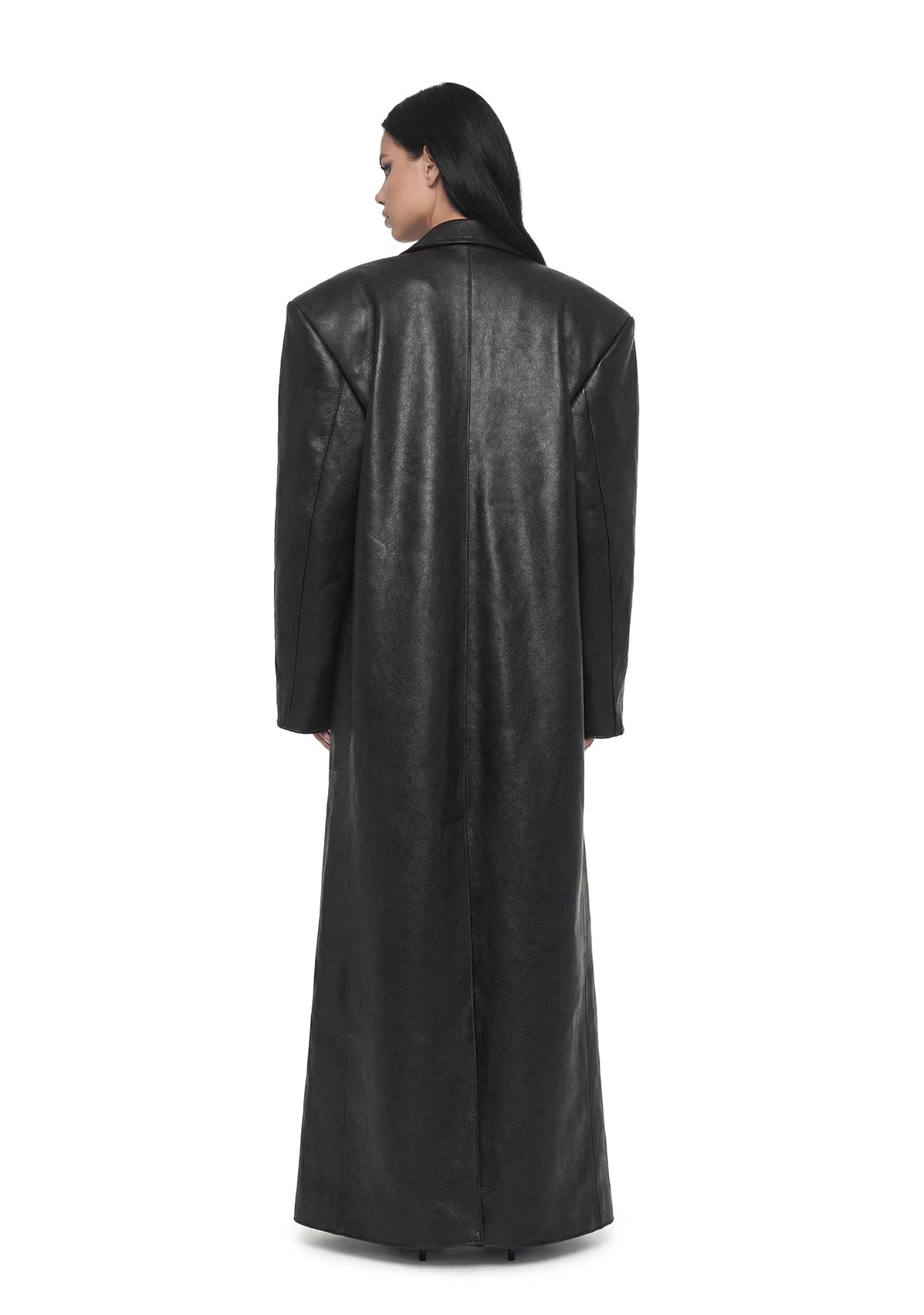Leather Elongated Blazer Coat