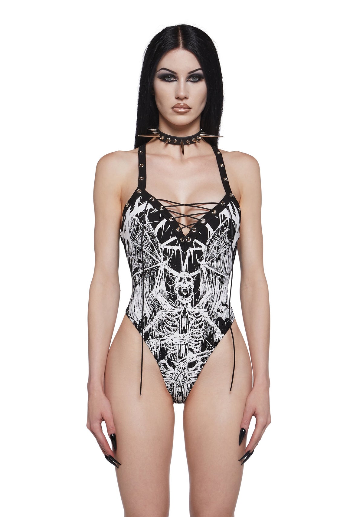 Gothic Skull Elegy Graphic Bodysuit