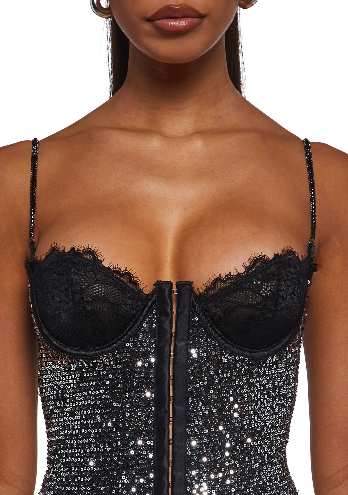 Captivating Gazes Slip Dress - Sequin