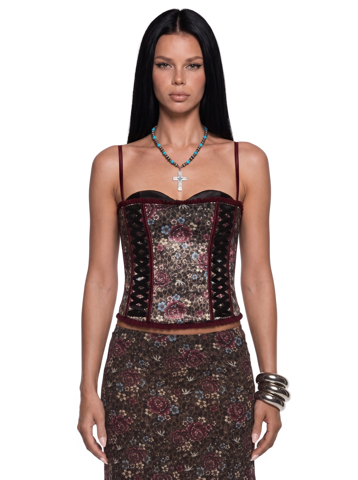 Leopard Garden Peeking Bra Corset Top