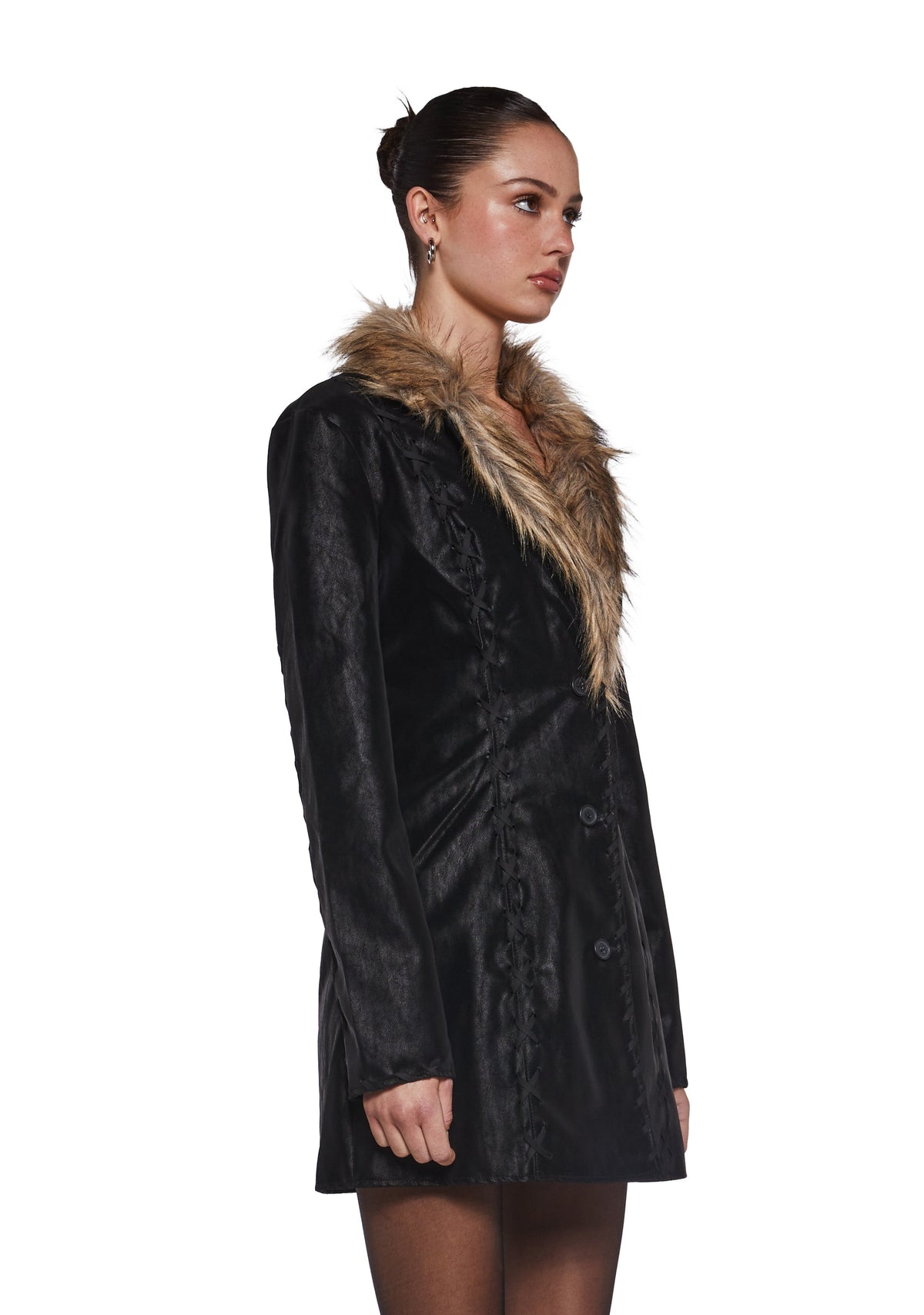 Pose Away Vegan Leather Coat