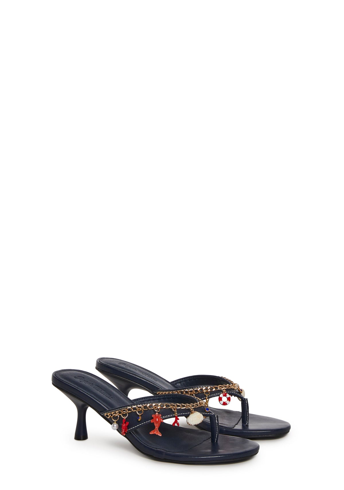Mila Nautical Charm Thong Sandal - Navy