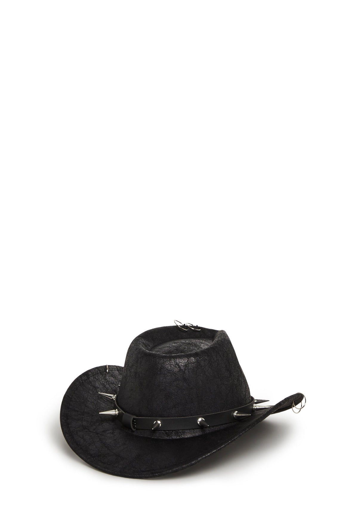 Pierced Grungy Cowboy Hat - Black