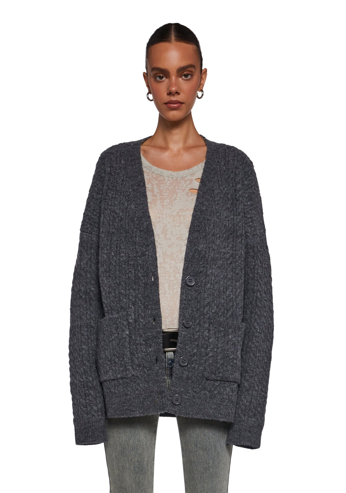 Rooftop Escape Knit Cardigan - Gray