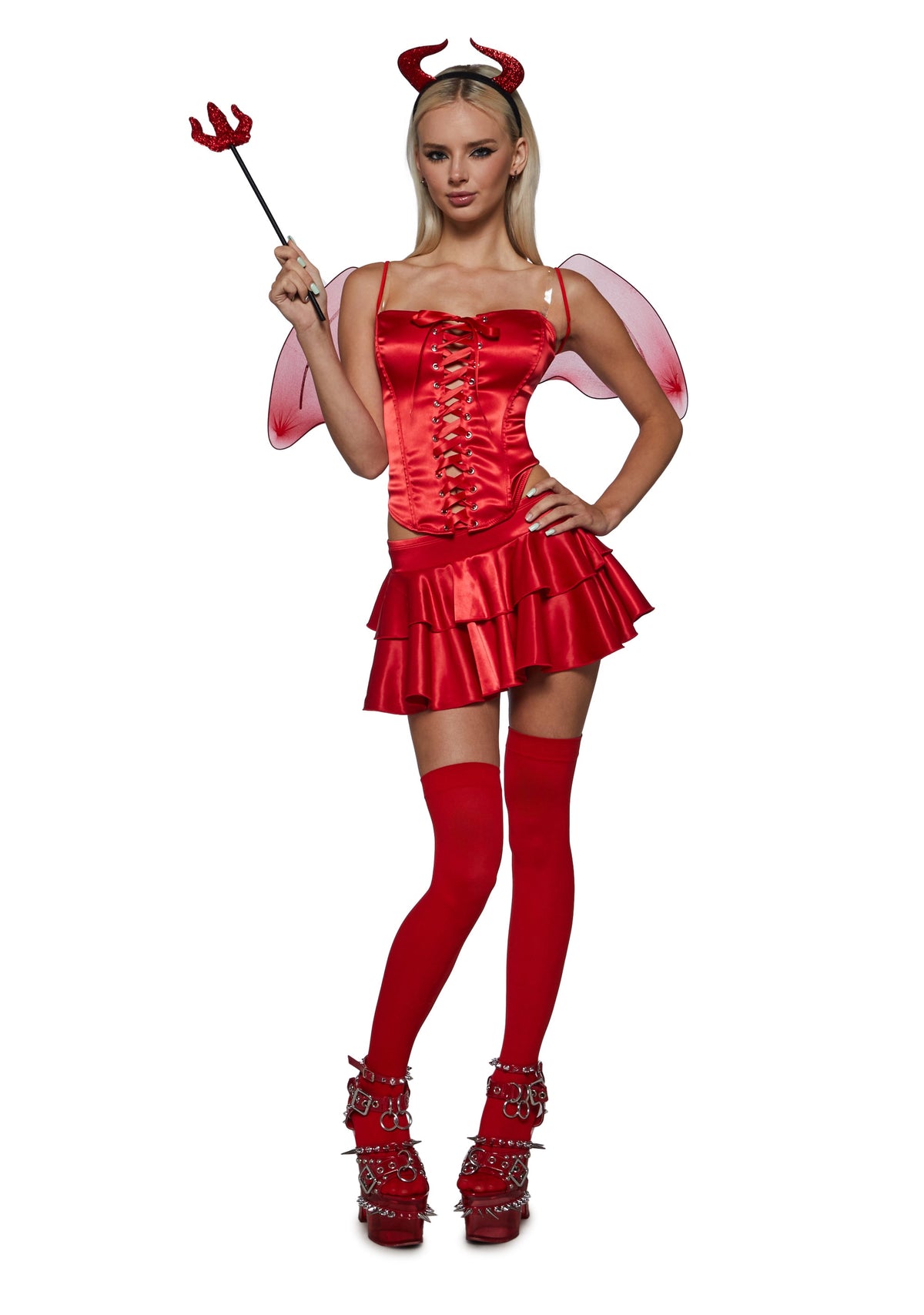 Red Devil Corset Costume with Wings
