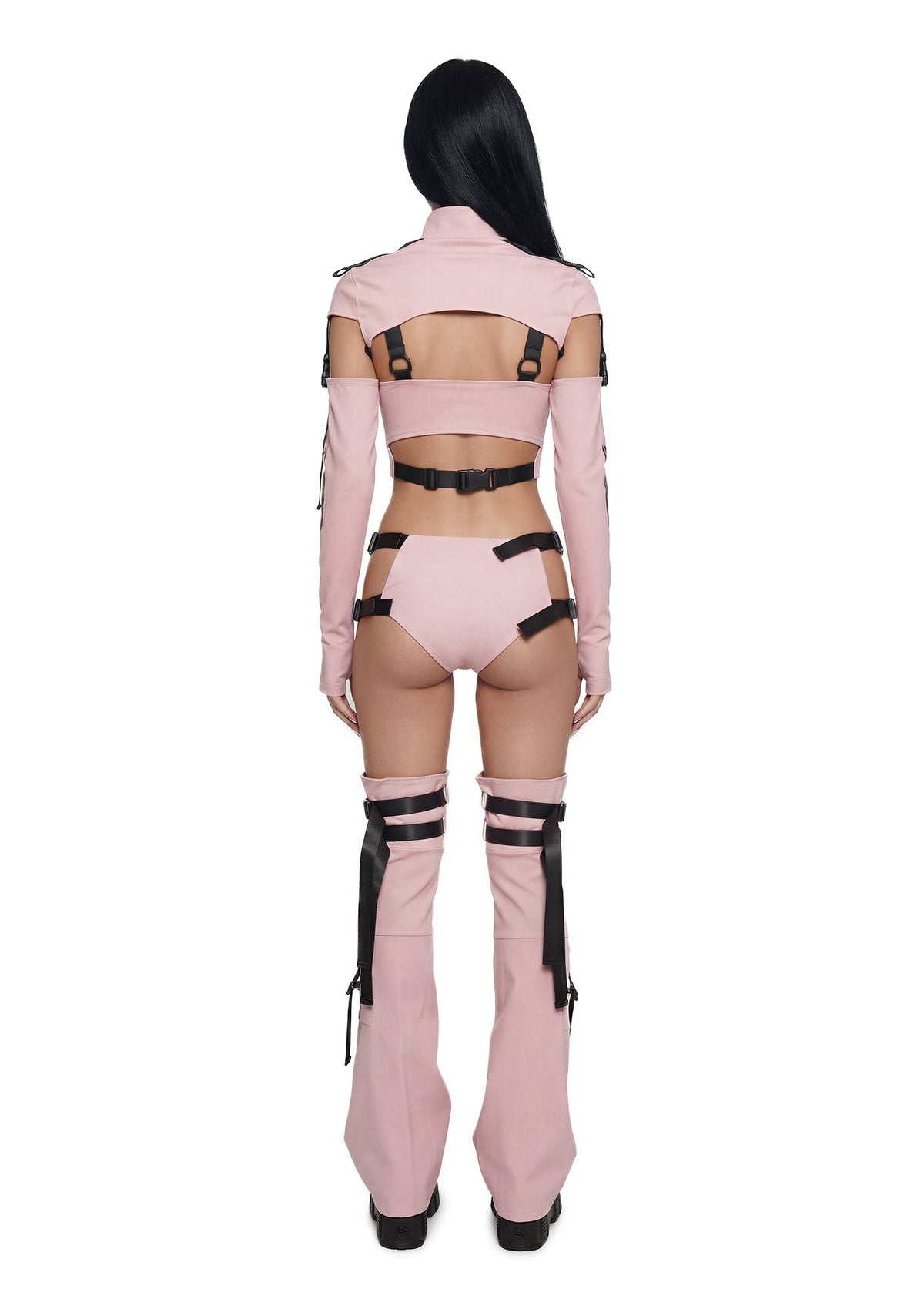 Digital Lands Bodysuit And Leg Warmers Set - Pink