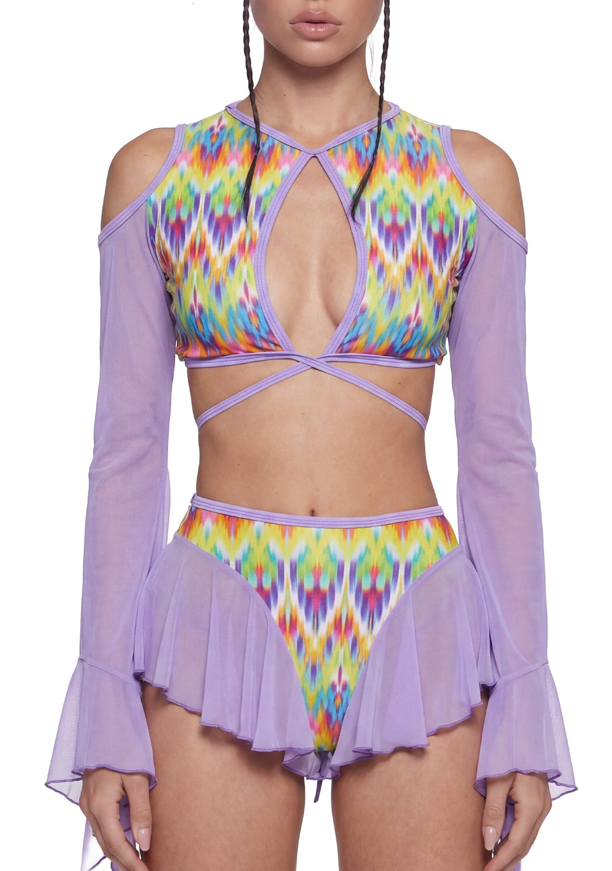 Neon Pop Mesh Long Sleeve Top