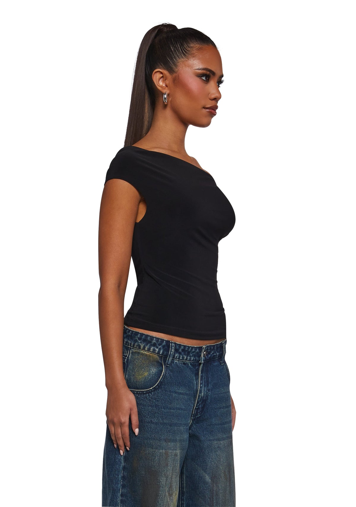 Mega Star Off The Shoulder Top - Black