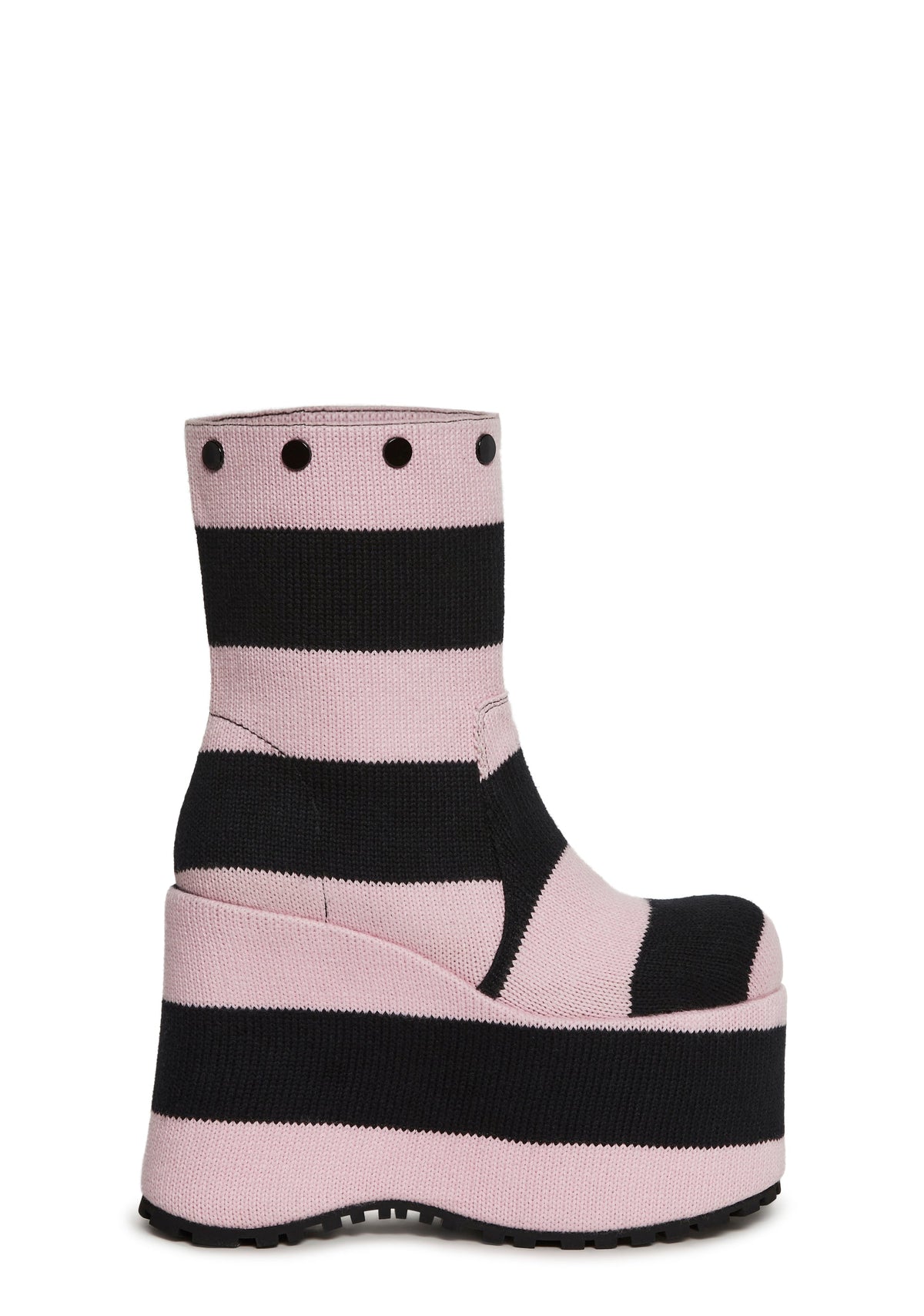 Snuggle Stripes Platform Boots - Black/Pink