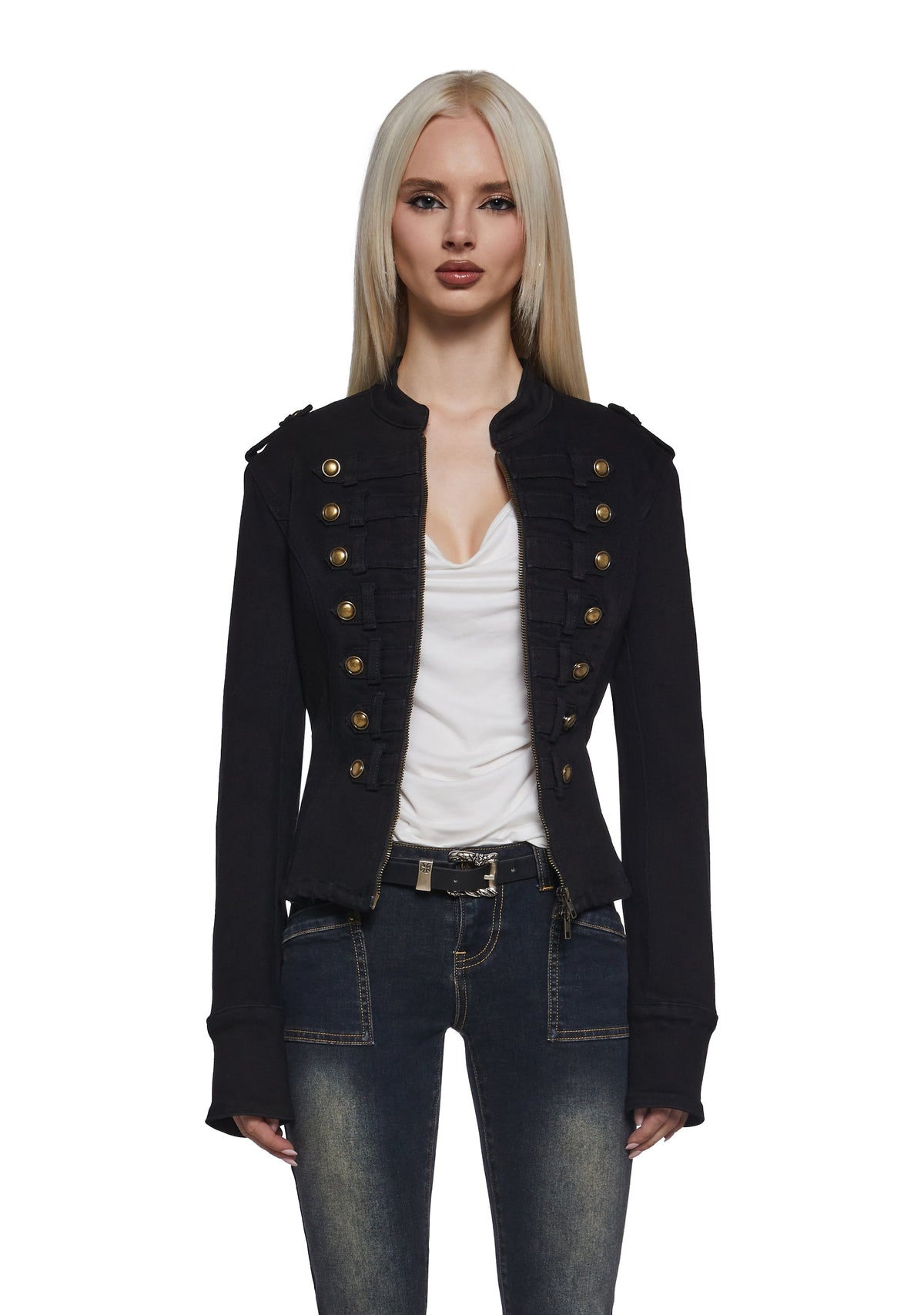 Military Parade Twill Jacket - Black
