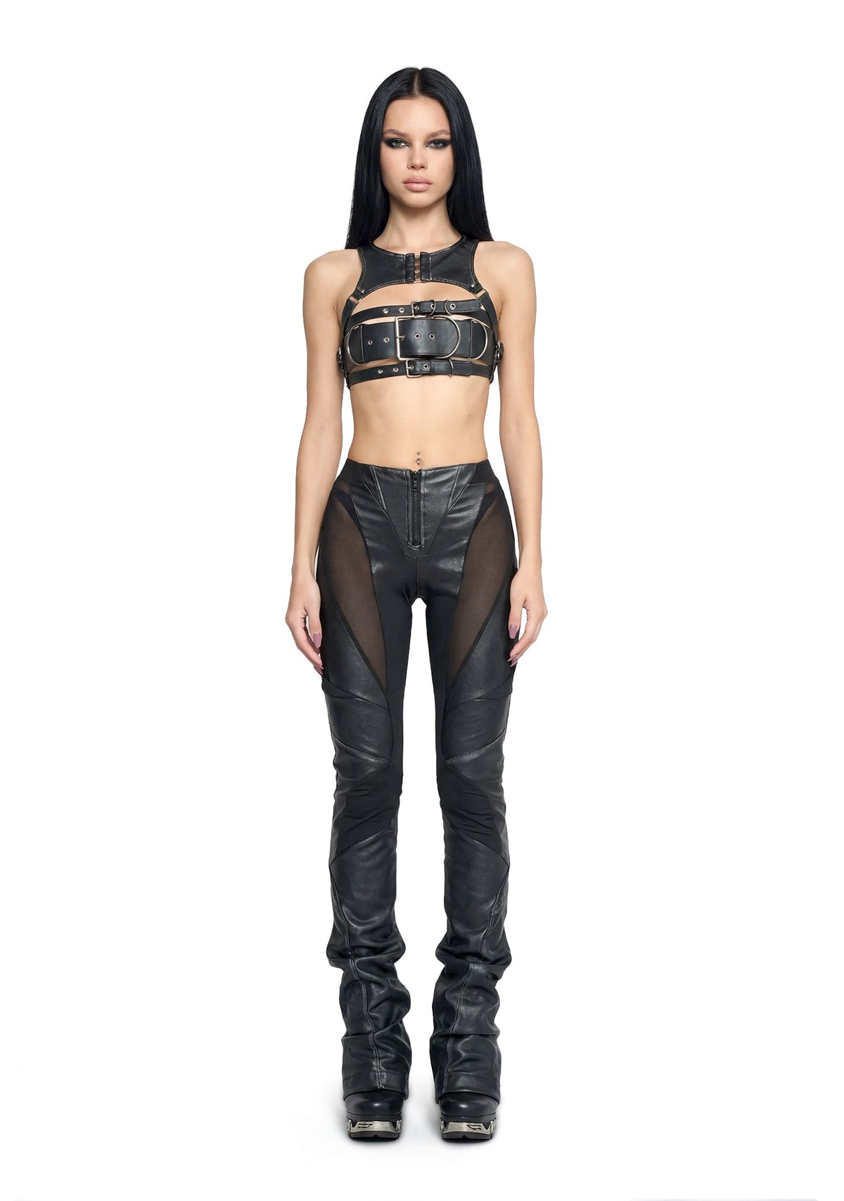 Moto Mesh Pants Washed - Black