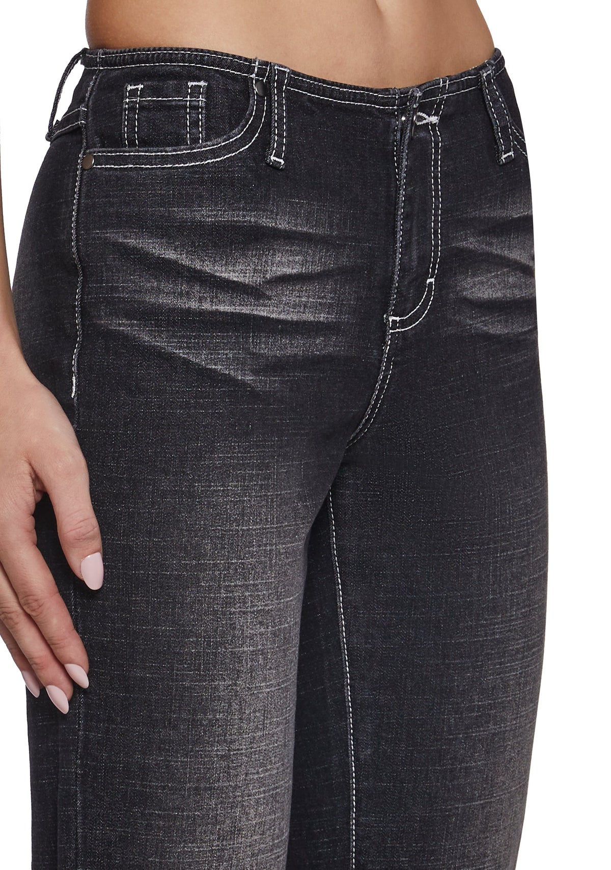 Elle Low Rise Jeans - Black